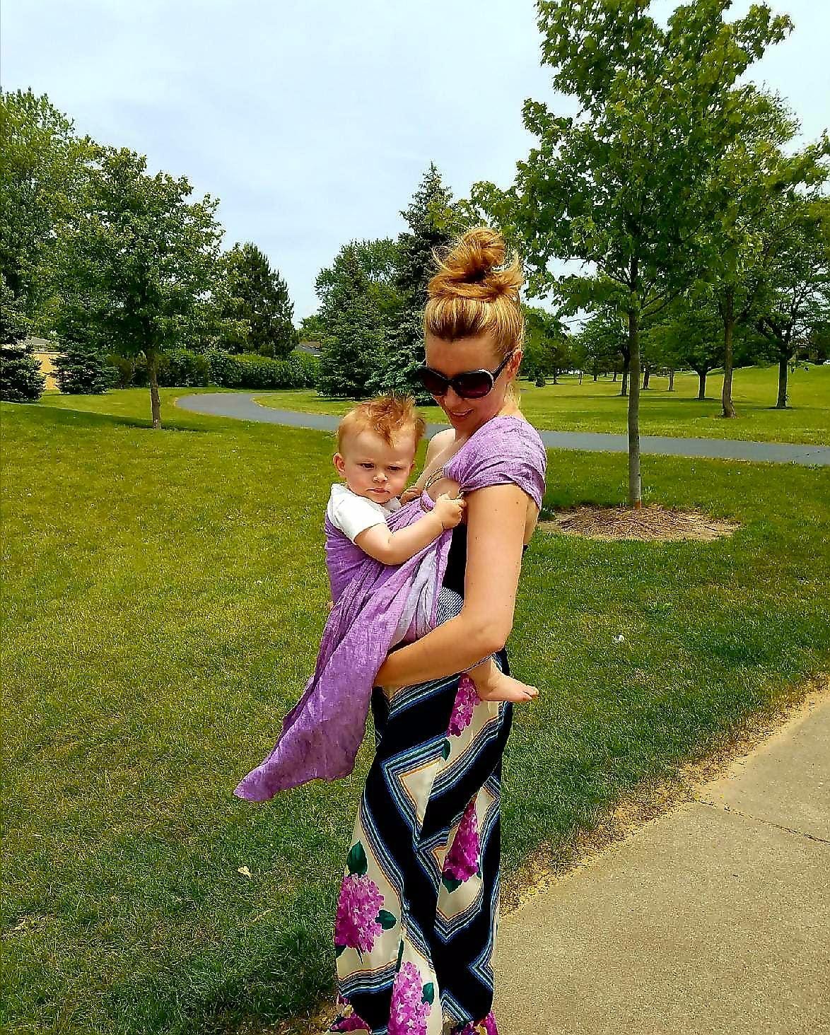 LÍLLÉbaby Ring Sling Baby Wrap Carrier for Infants & Toddlers (8-30lbs), Made for Versatile Babywearing, Support Wrap for Mother's, Adjustable & Sturdy, Lightweight & Comfortable (Rainbow) customer photo 1