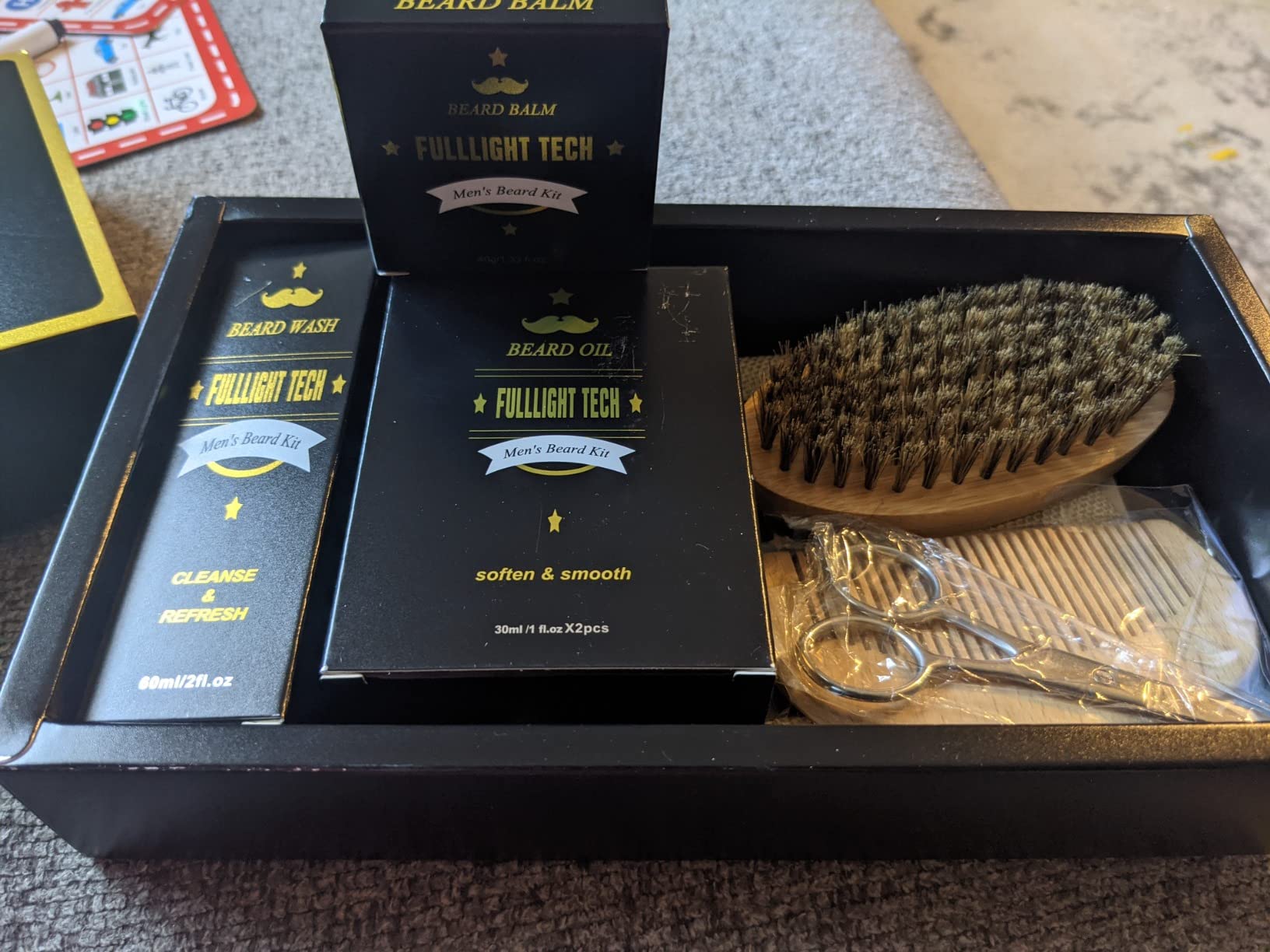 Beard Kit Gifts for Men, 3 Natural Beard Oil, Gently Soothes Itch & Dryness | Complete Beard Care & Grooming Kit with Wash, Balm, Oil, Brush, Comb, Scissors, Gift for Men, Dad, Husband on Birthday & Christmas customer photo 1