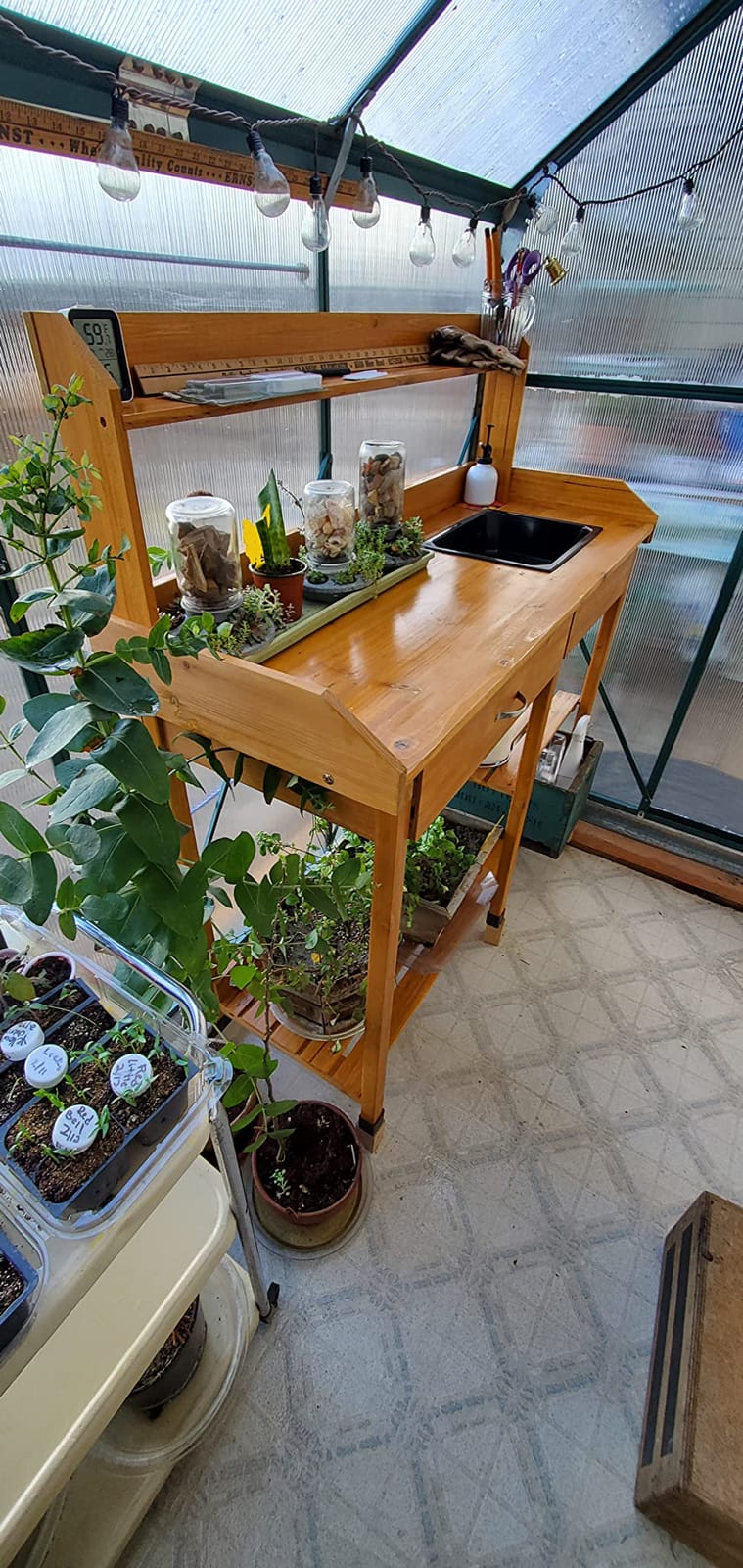 Topeakmart Outdoor Potting Bench with Sink for Patio, Garden Table, Wood customer photo 1