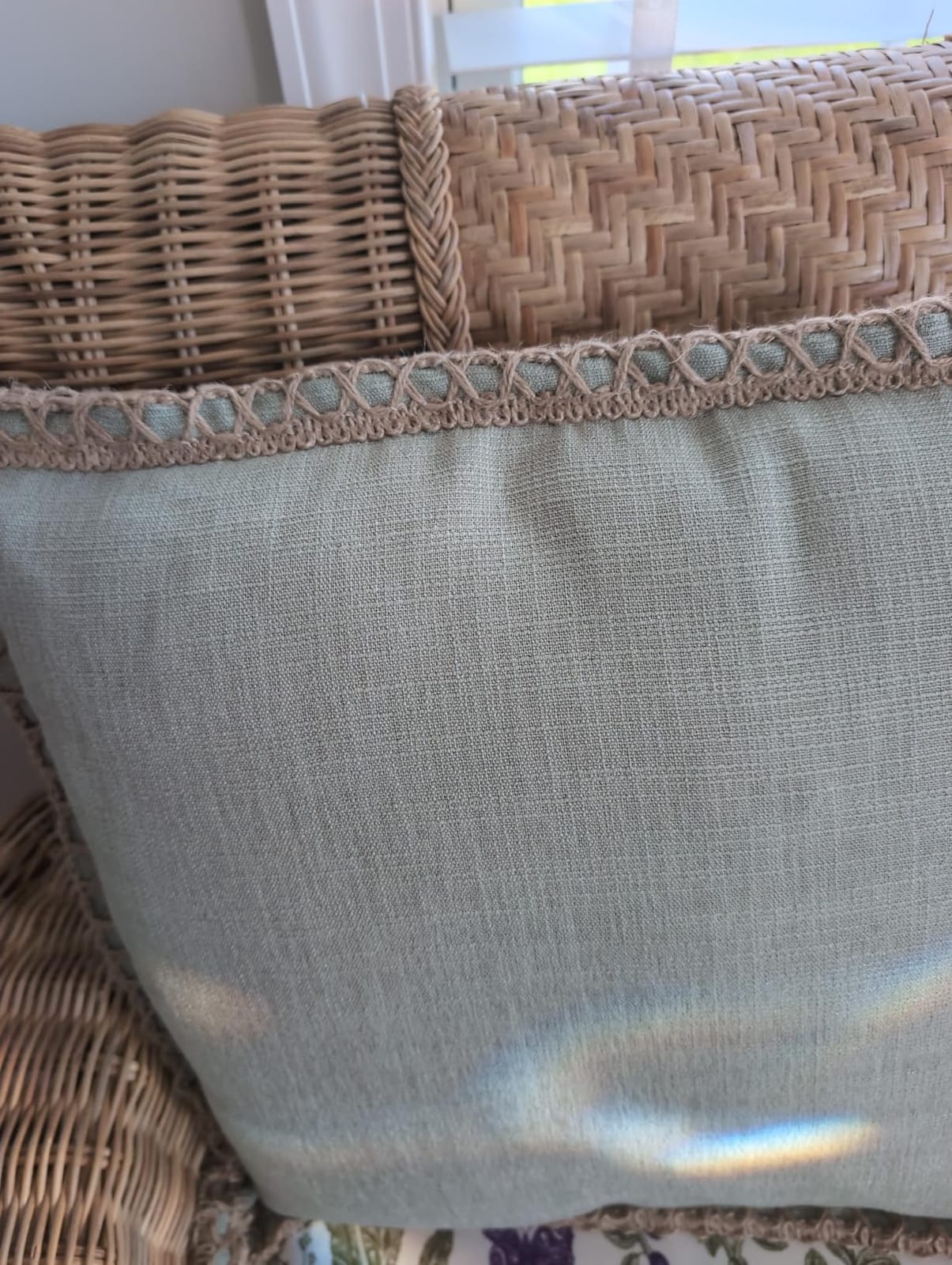 Phantoscope Pack of 2 Farmhouse Modern Spring Decorative Throw Pillow Covers Burlap Linen Trimmed Outdoor Pillows Tailored Edges Off White 18 x 18 inches, 45 x 45 cm customer photo 1