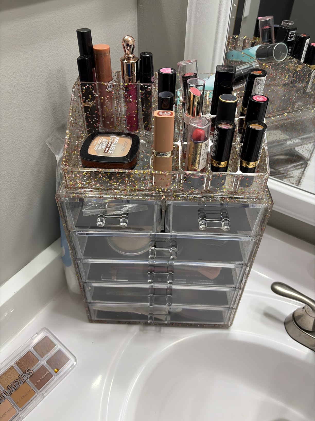 Sorbus Makeup Organizer, 7-Drawer Acrylic 2-Piece Set (Bronze Glow) customer photo 1
