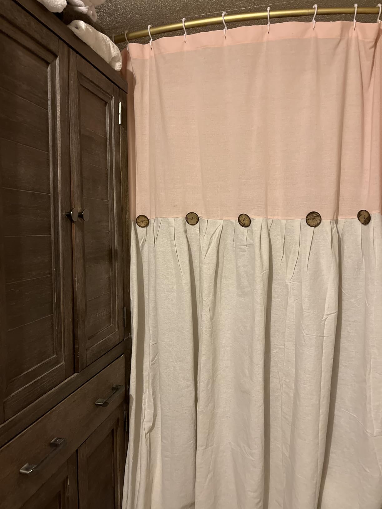 Lush Decor Linen Button Shower Curtain, 72
