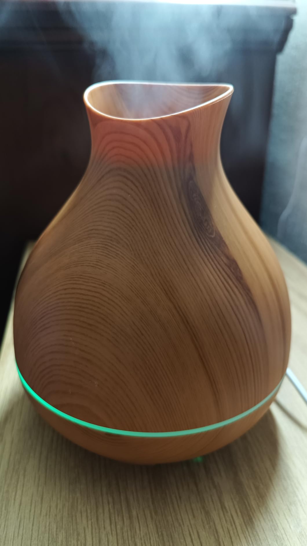 Aromatherapy Essential Oil Diffuser 550ml 12 Hours Wood Grain Aroma Diffuser with Timer Cool Mist Humidifier for Large Room, Home, Baby Bedroom, Waterless Auto Shut-off,7 Colors Lights Changing customer photo 2