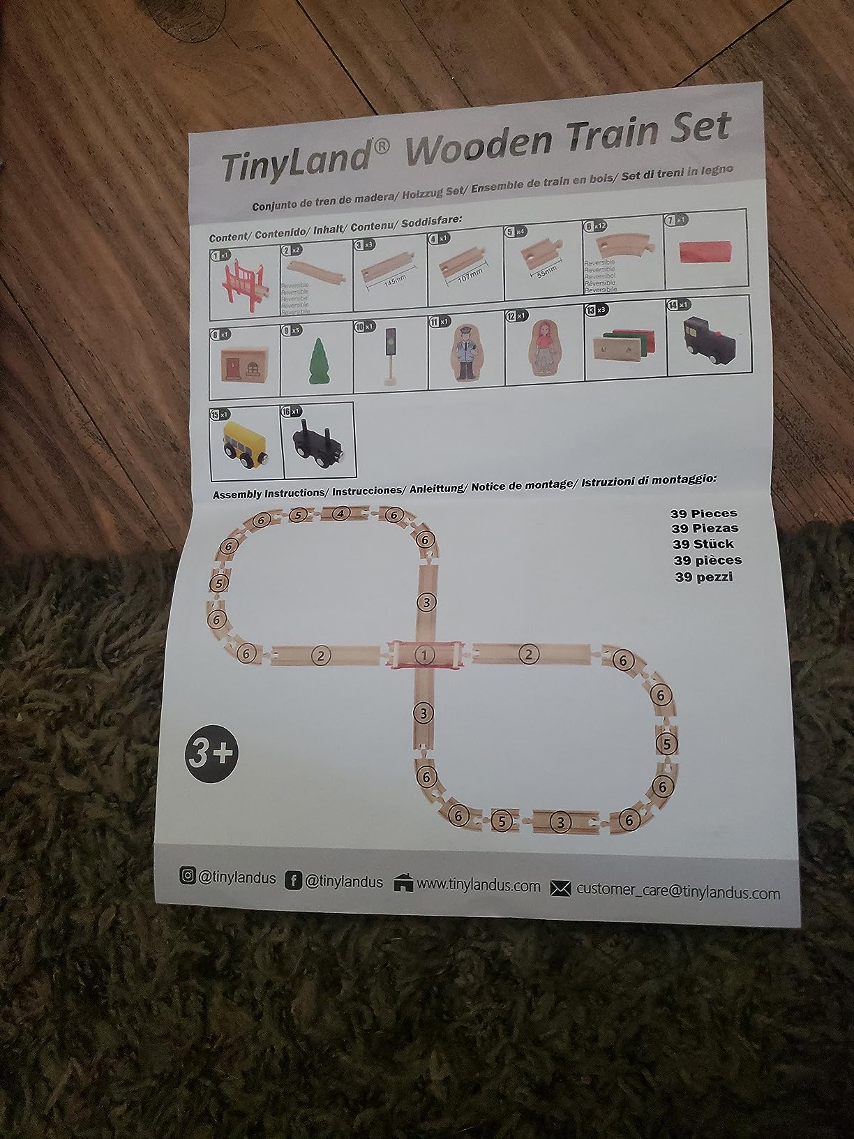 Tiny Land 39 Pcs Wooden Train Set for Toddler with Wooden Tracks customer photo 1