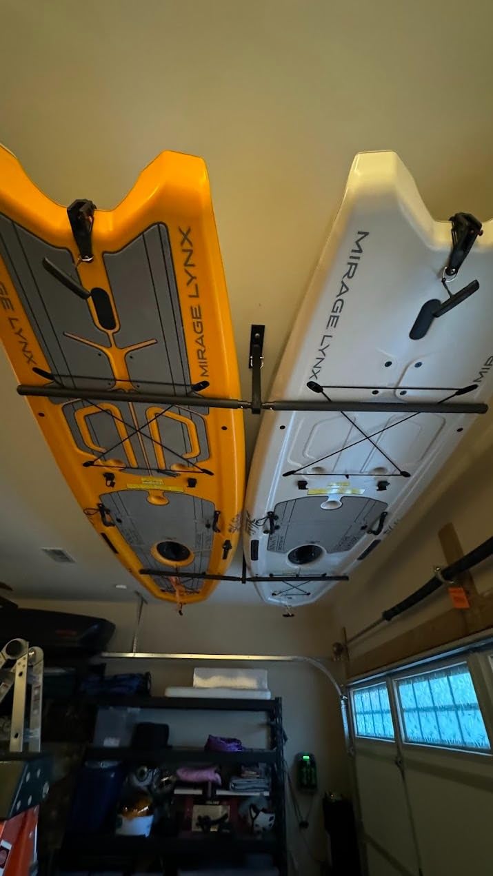 StoreYourBoard Adjustable Kayak Ceiling Rack – Hi Port 2 Garage Ceiling Kayak Hanger | Adjustable Overhead Kayak Storage for Recreational & Touring Kayaks | Garage Organization customer photo 1