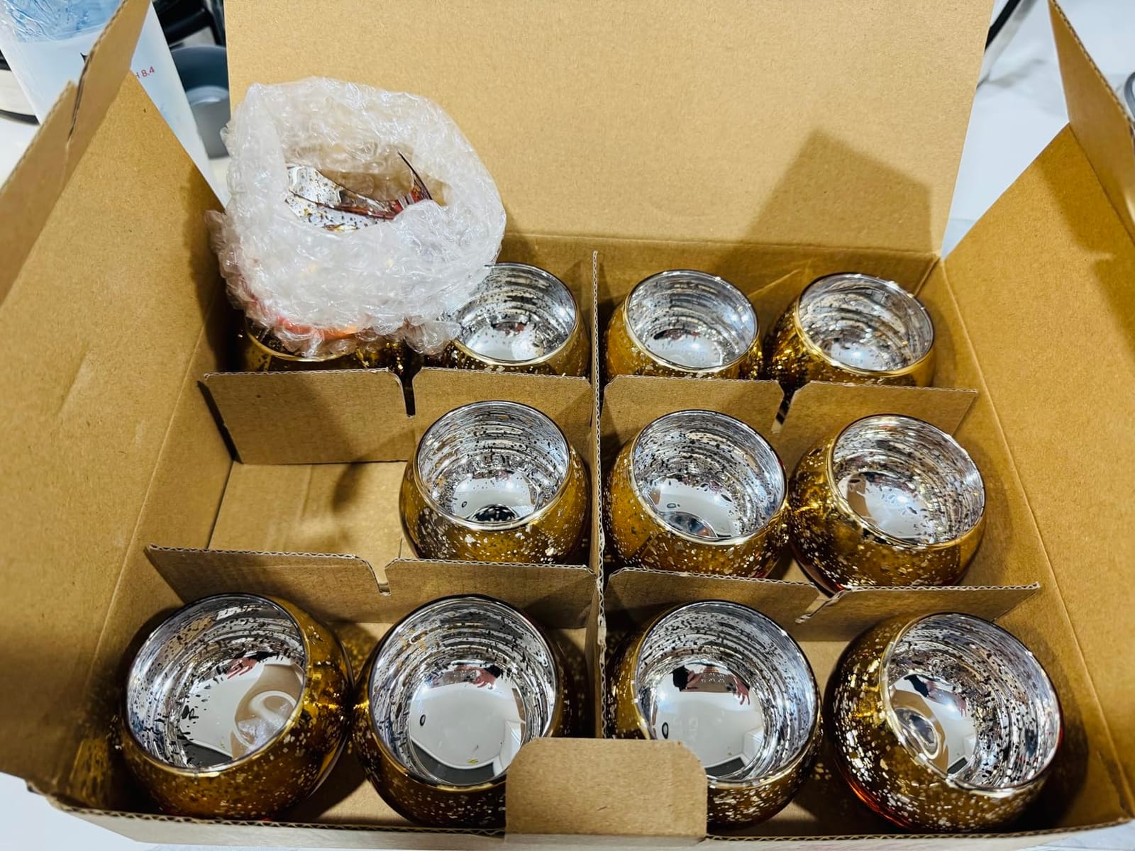 Volens Round Gold Votive Candle Holders, Mercury Glass Votives Set of 12 customer photo 1