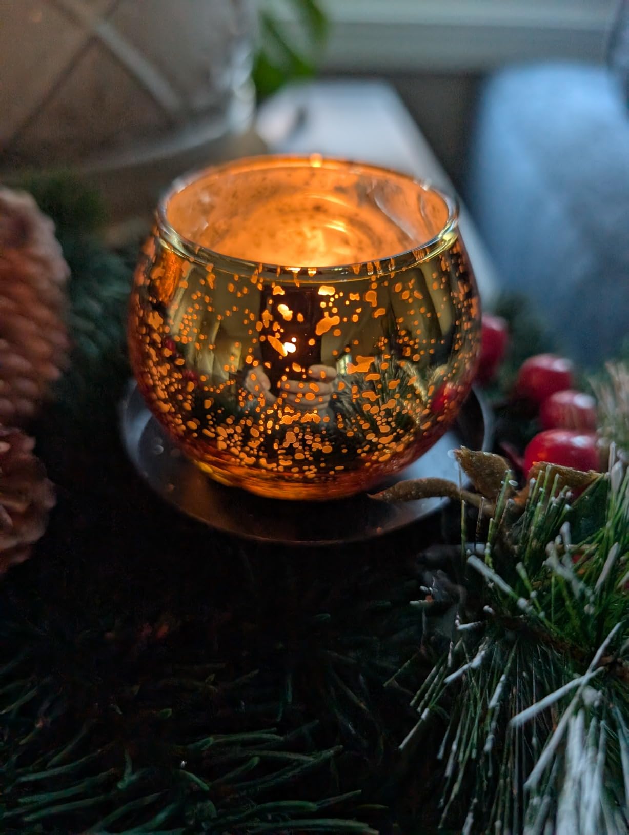 Volens Round Gold Votive Candle Holders, Mercury Glass Votives Set of 12 customer photo 2