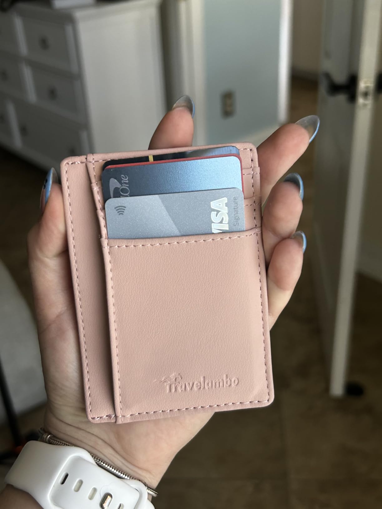 Travelambo Front Pocket Minimalist Leather Slim Wallet RFID Blocking Medium Size customer photo 1