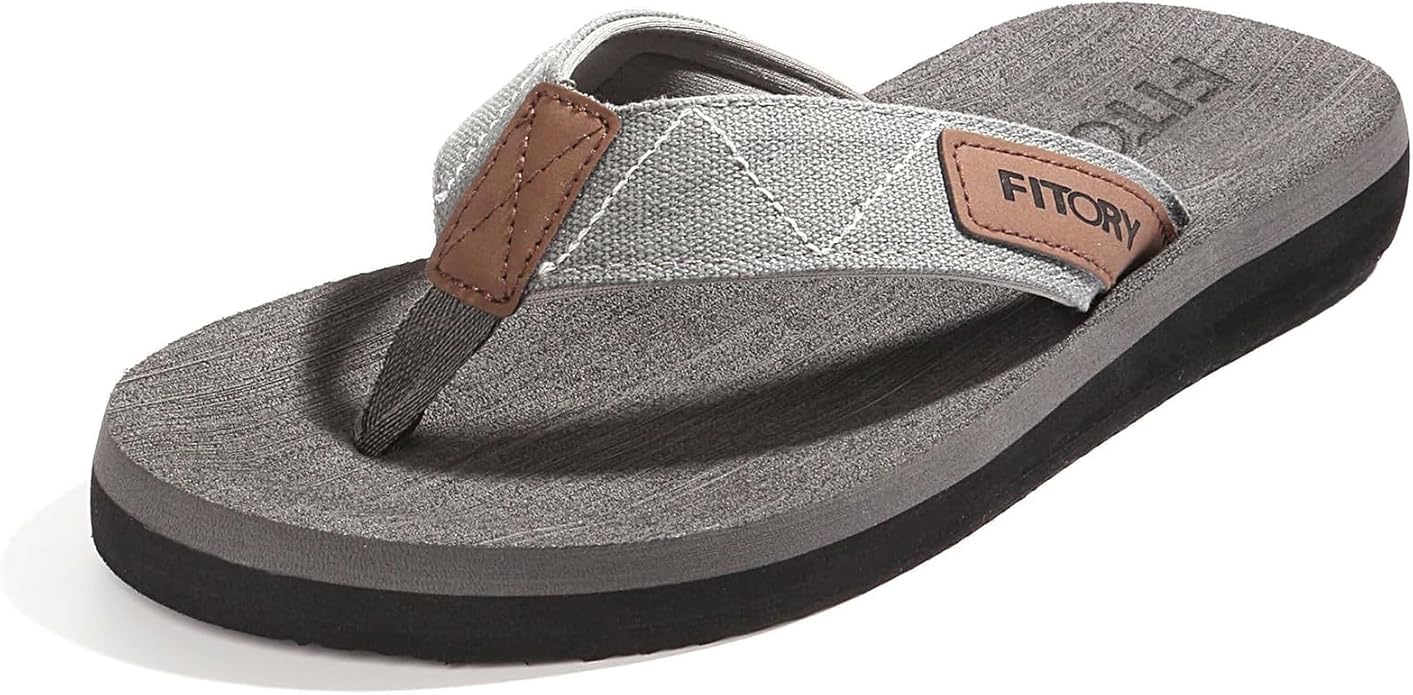 FITORY Men's Flip-Flops, Thongs Sandals Comfort Slippers for Beach customer photo 1