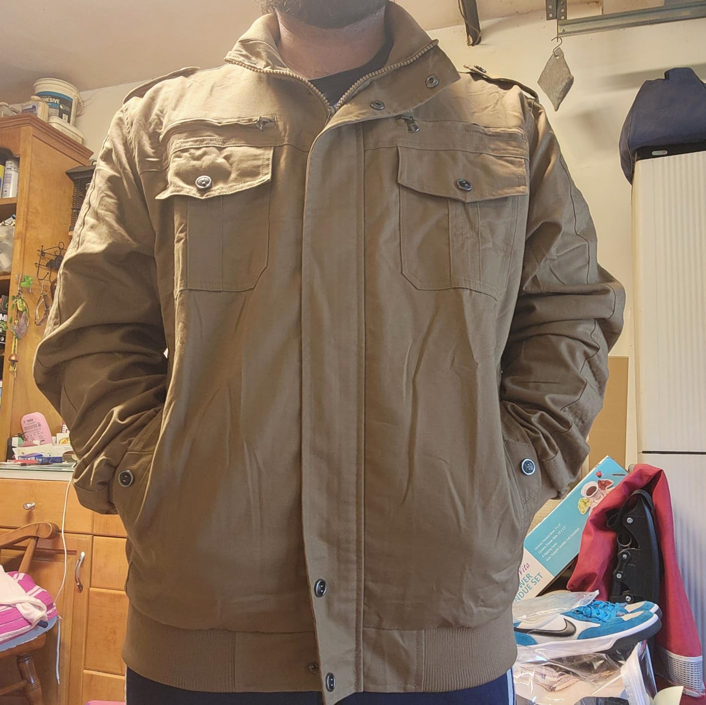 EKLENTSON Men's Military Flight Jackets Cotton Multi Pocket Workwear customer photo 2