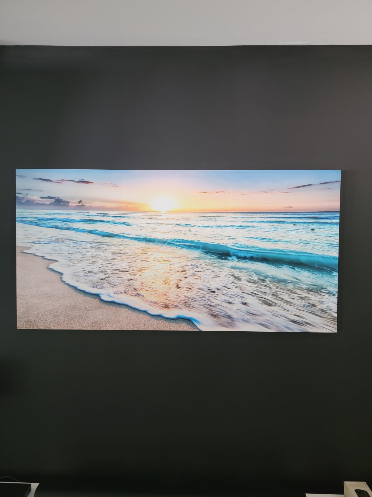 Baisuart S02250 Canvas Prints Wall Art Beach Sunset Ocean Waves Nature Pictures Stretched Canvas Wooden Framed for Living Room Bedroom and Office customer photo 2
