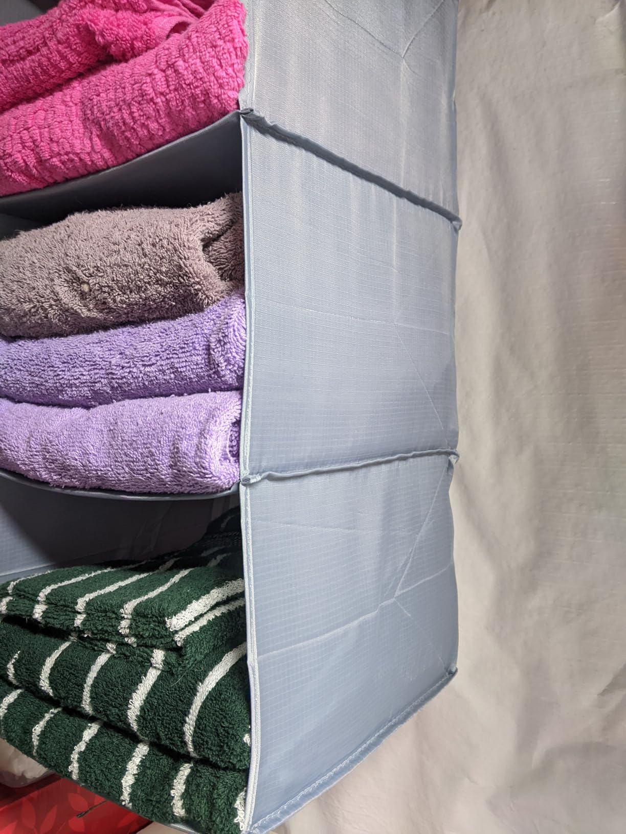 Hanging Closet Organizer 3-Shelf, Oxford Fabric Wardrobe Storage, Gray customer photo 1