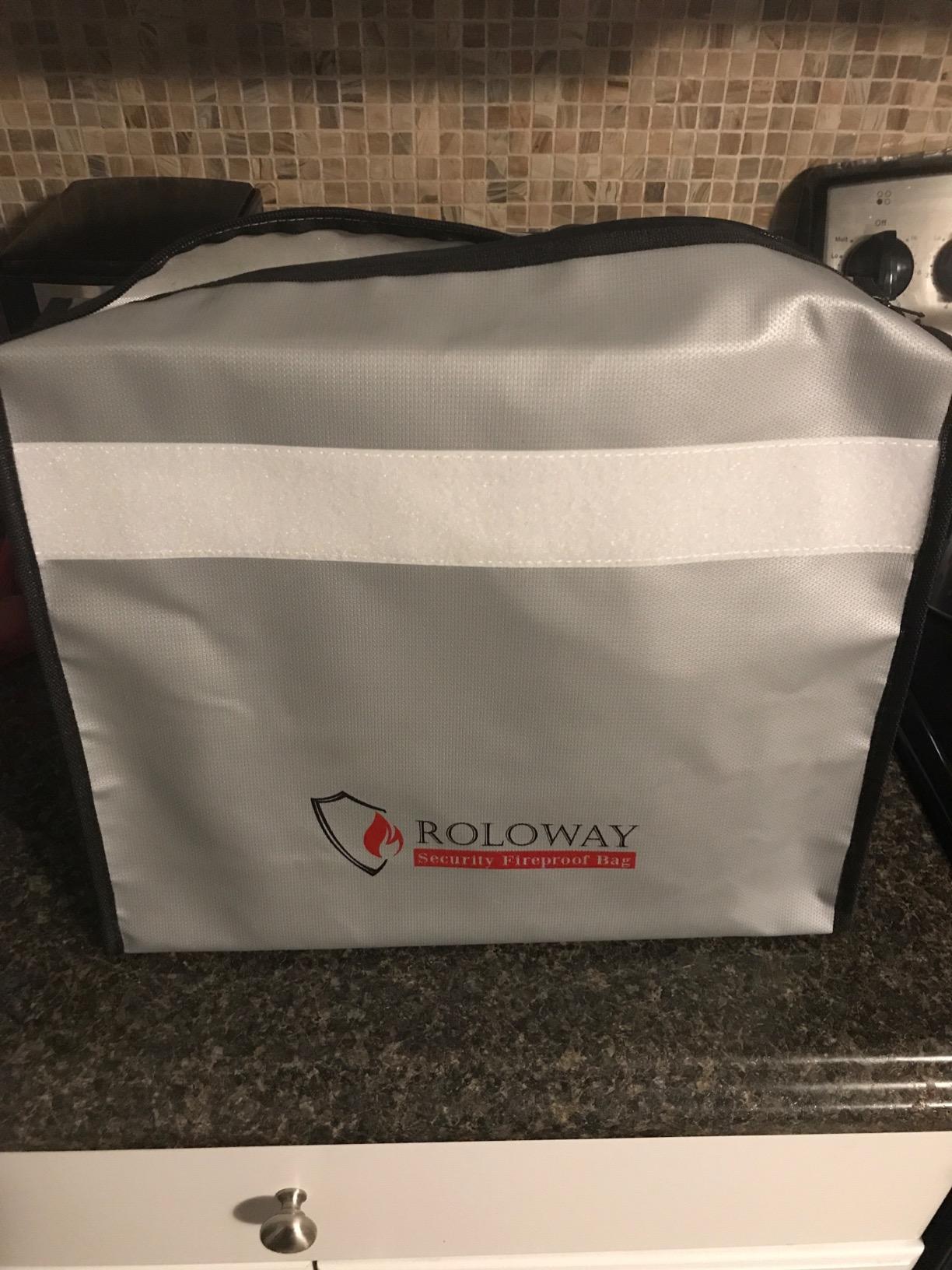 ROLOWAY Fireproof Document & Money Bags, Large Fireproof & Water Resistant Bag (15 x 12 x 5 inches), Fireproof Folder Safe Bag for Cash, Valuables & Passport, with Silicone Coating & Zipper Closure customer photo 2