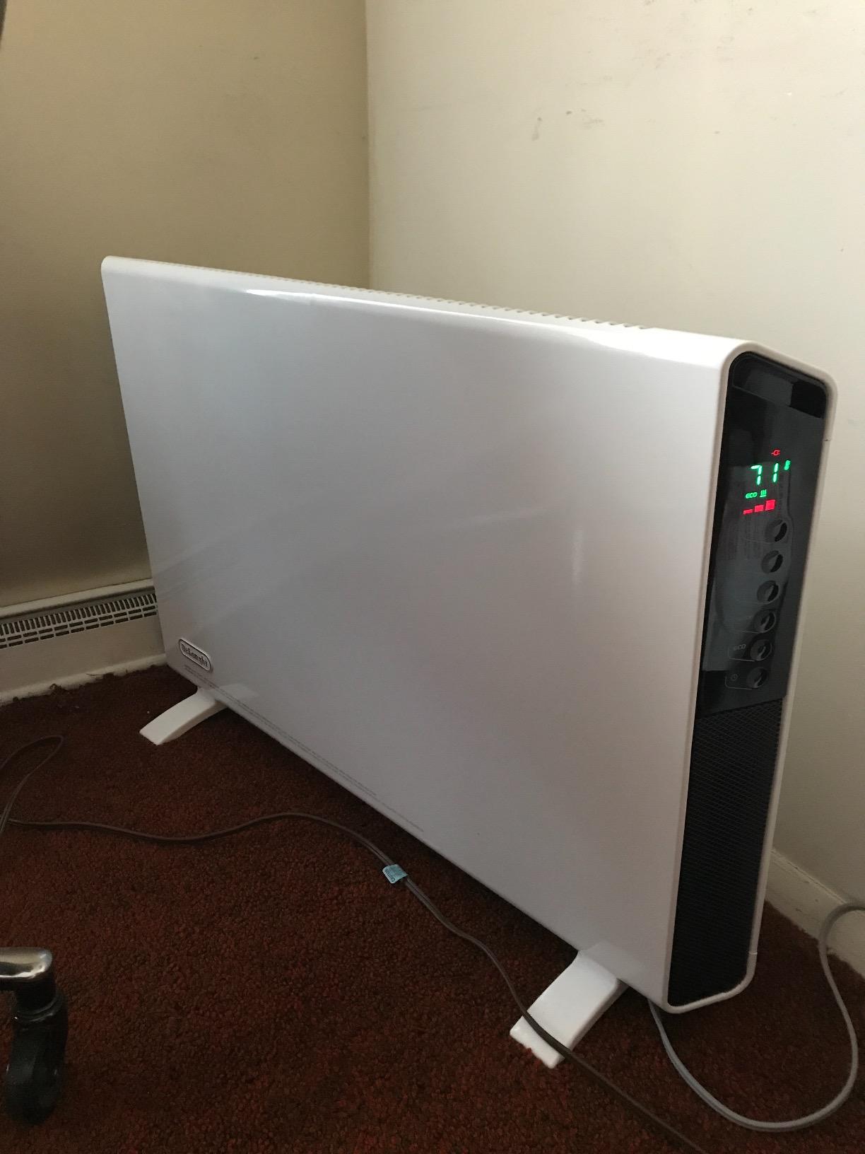 DeLonghi Convection Panel Heater, Full Room Quiet 1500W, portable electric heater is freestanding/easily wall mounted. Energy Saving, quick heat distribution, timer, asphalt gray, HCX9115E customer photo 2