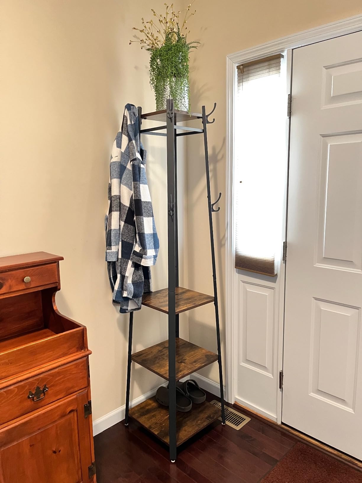 VASAGLE Coat Rack Freestanding, Hall Tree with 4 Shelves customer photo 2