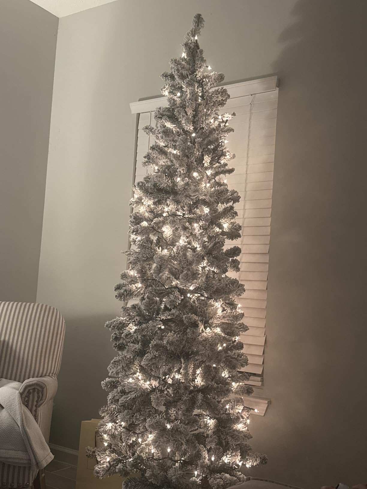 Best Choice Products Flocked Pencil Christmas Tree, Unlit Slim Artificial Holiday Decoration, 6ft Skinny Snowy Appearance w/Base customer photo 1