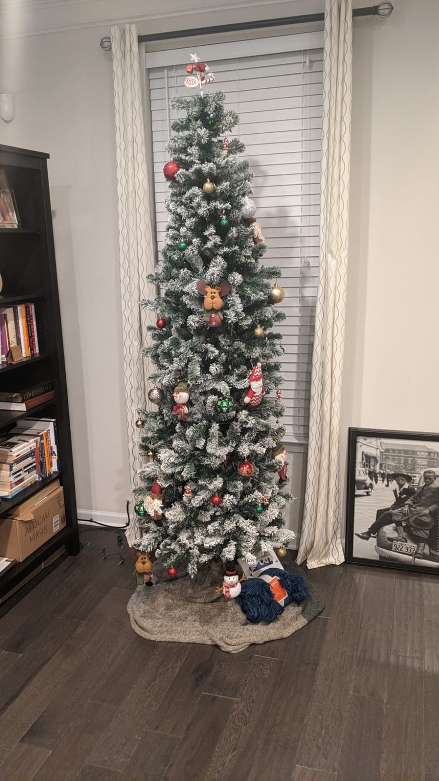 Best Choice Products Flocked Pencil Christmas Tree, Unlit Slim Artificial Holiday Decoration, 6ft Skinny Snowy Appearance w/Base customer photo 2