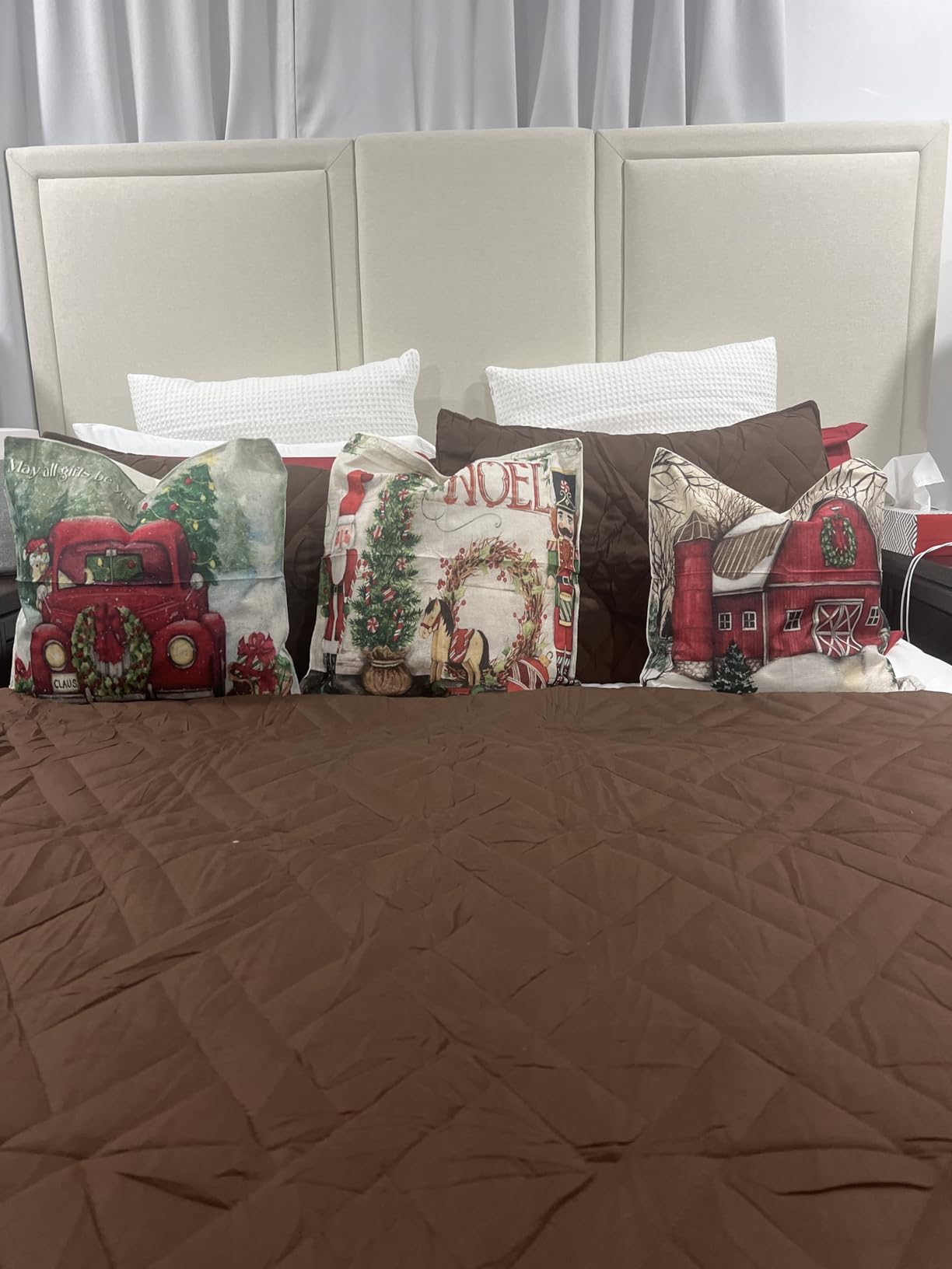 Hlonon Christmas Decorations Christmas Pillow Covers 18 x 18 Inches Set of 4 - Xmas Series Cushion Pillow Cover Custom Zippered Square Pillowcase customer photo 2