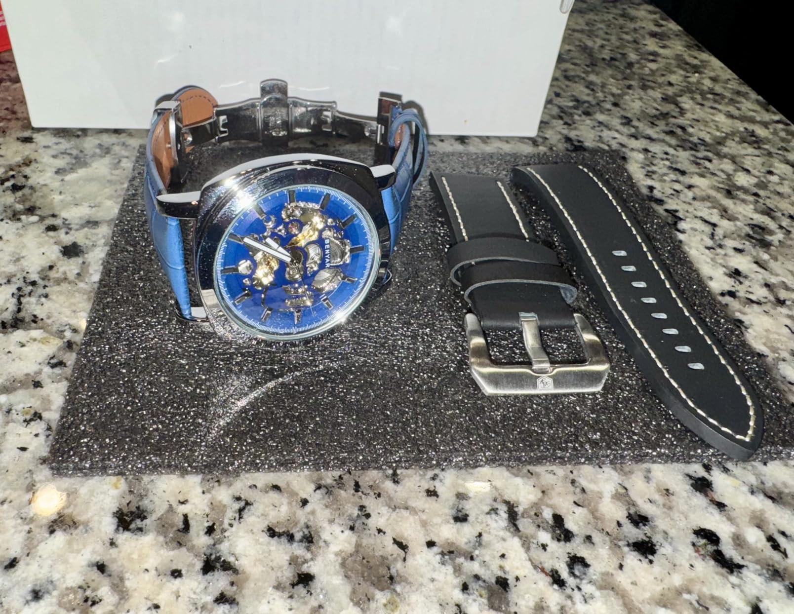 BENYAR Men's Mechanical Automatic Watch | Leather Strap | Gold Movement | 45mm Skeleton Dial | Water Resistant and Scratch Resistant Stylish Gift customer photo 2