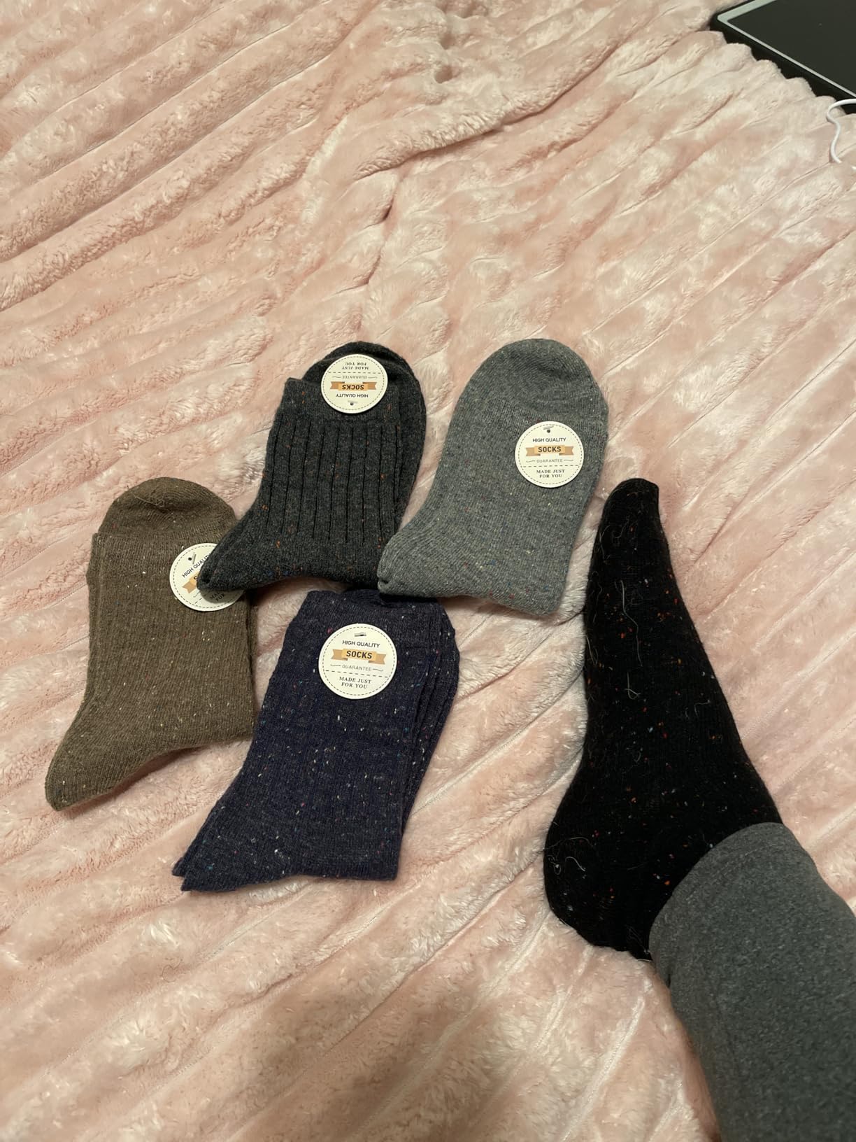 Sandsuced 5 Pack Merino Wool Boot Hiking Socks for Women Warm Winter Thick Thermal Cozy Work Soft Ladies Socks customer photo 2