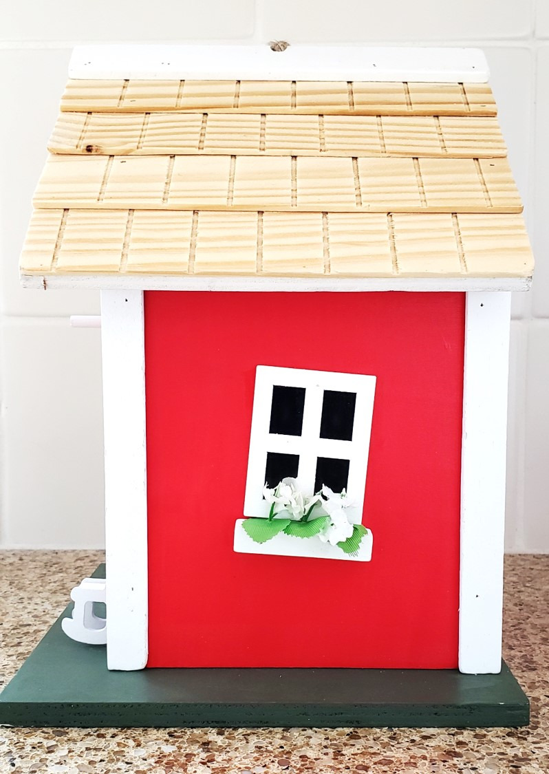 MEWANG Rustic Wooden Bird House for Outside - Hanging Colorful Bird Feeder Cottage, Unique Garden Decor Gift for Hummingbirds, Bluebirds & Wild Birds customer photo 1