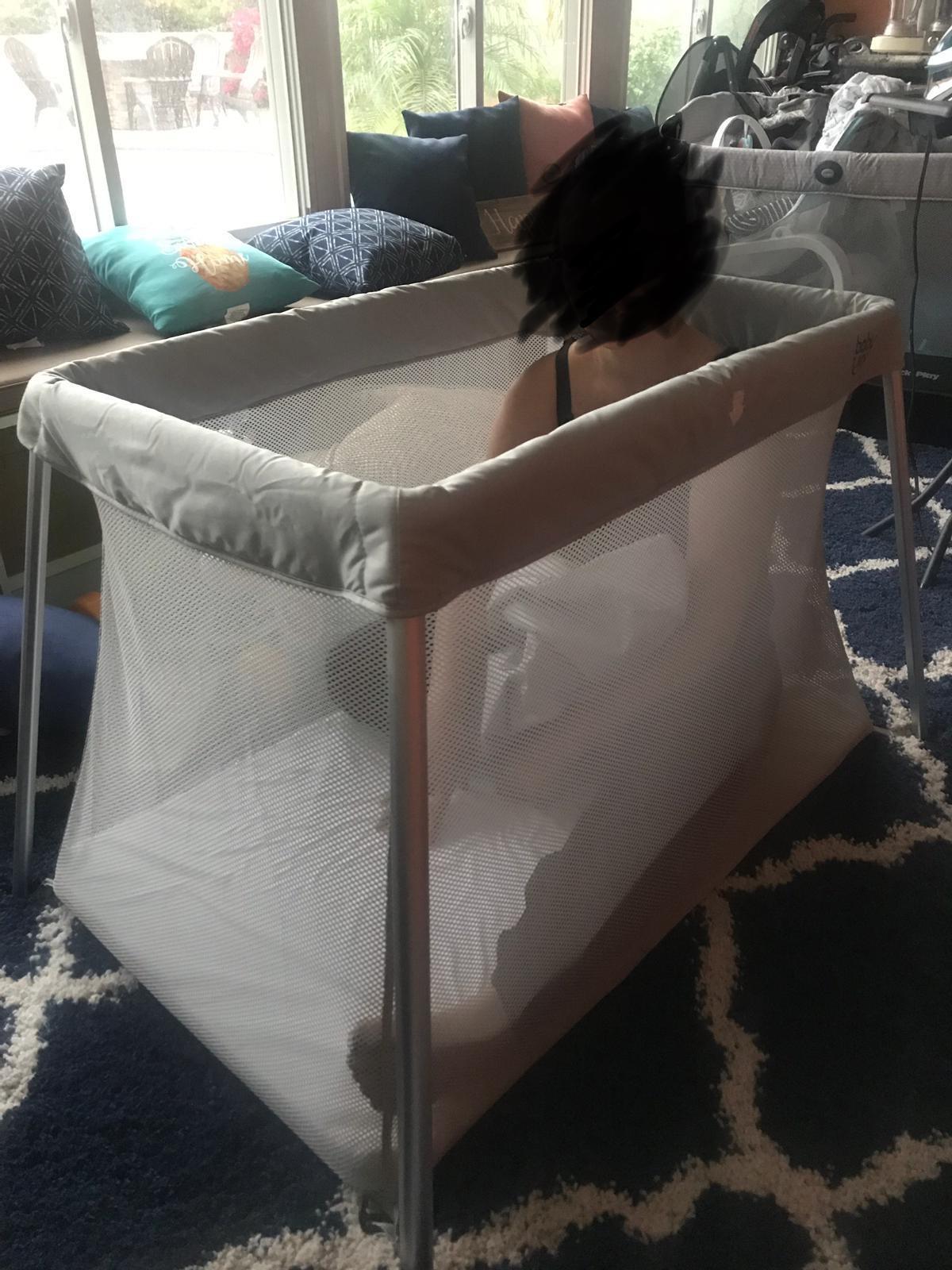 BABY JOY 2 in 1 Travel Crib with Side Zipper, Portable Baby Playard with Soft Washable Mattress customer photo 1