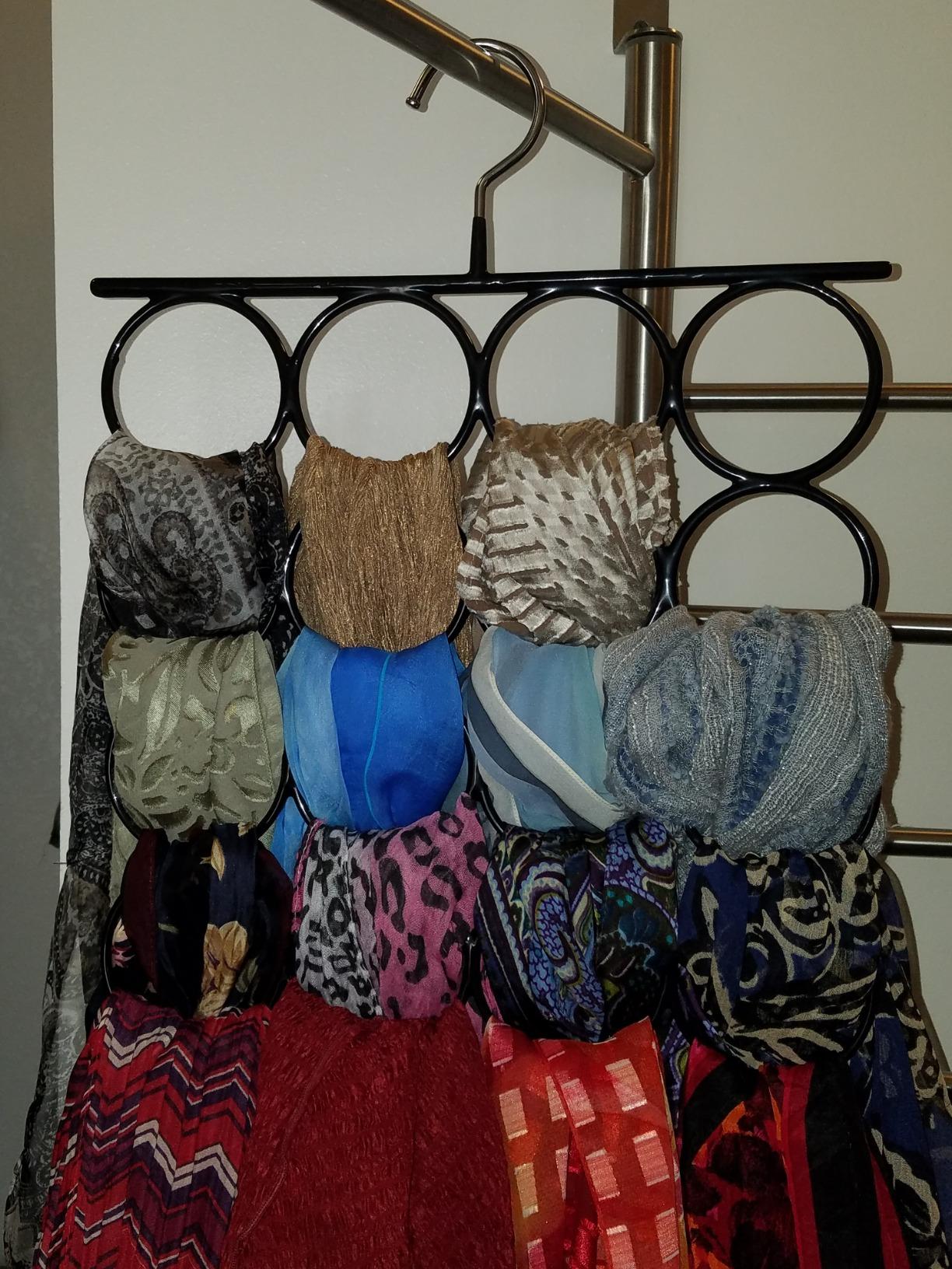 Tosnail 3 Pack Total 48 Rings Steel Non-Slip Tie Hanger Scarf Hangers Scarf Organizer Scarf Holder Legging Hanger Closet Space Saver customer photo 2
