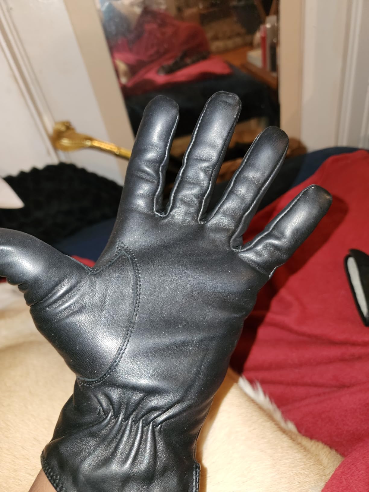 Luxury Mens Leather Gloves Cashmere Lined-Soft Comfortable Lambskin Touchsreen customer photo 2