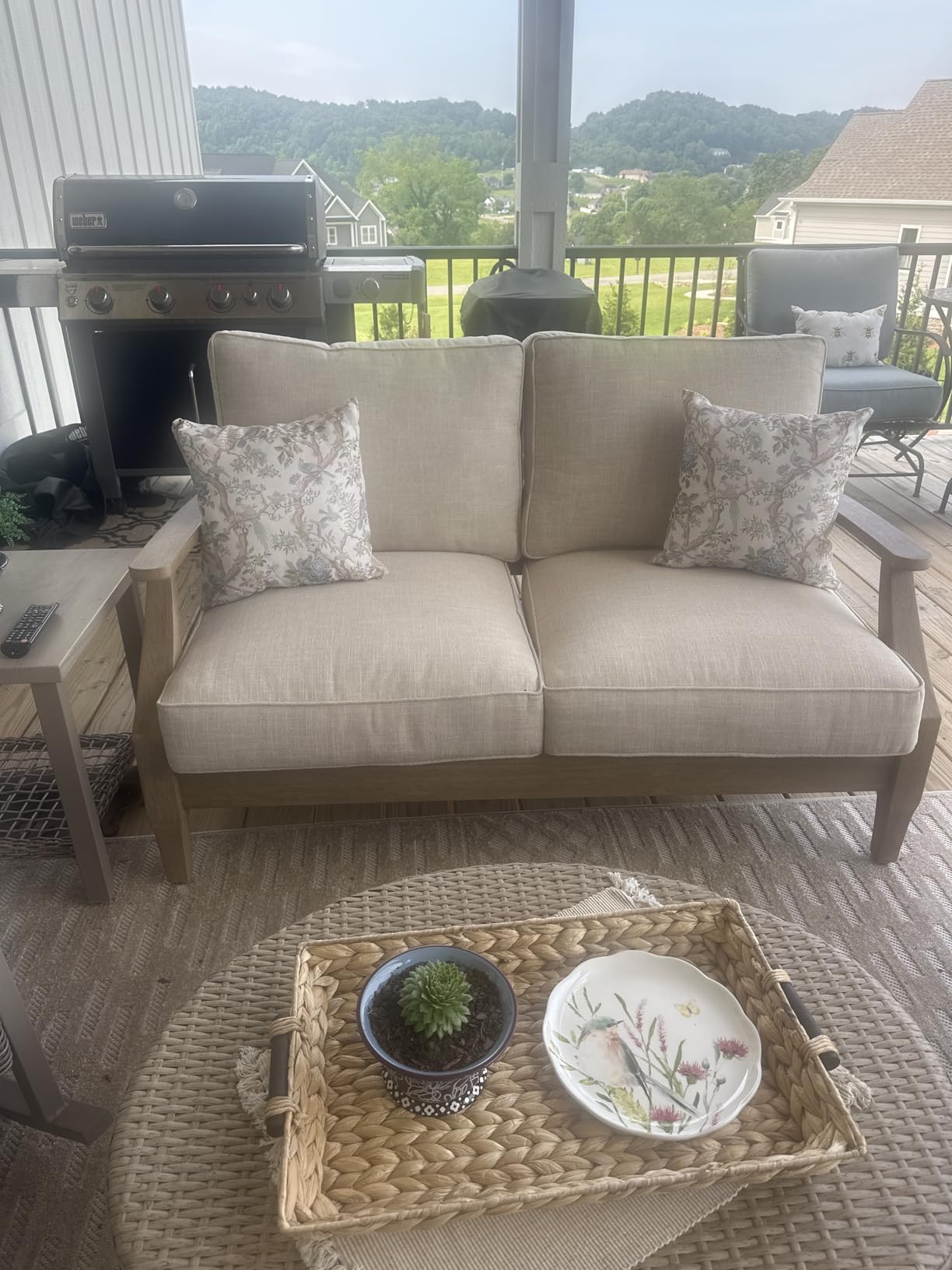 Signature Design by Ashley Clare View Outdoor Loveseat with Cushion, Beige customer photo 1