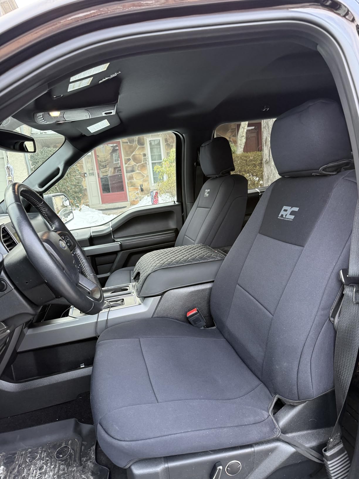 Rough Country Neoprene Seat Covers for 15-22 F-150 |17-22 Super Duty - 91016, Black, Front customer photo 1