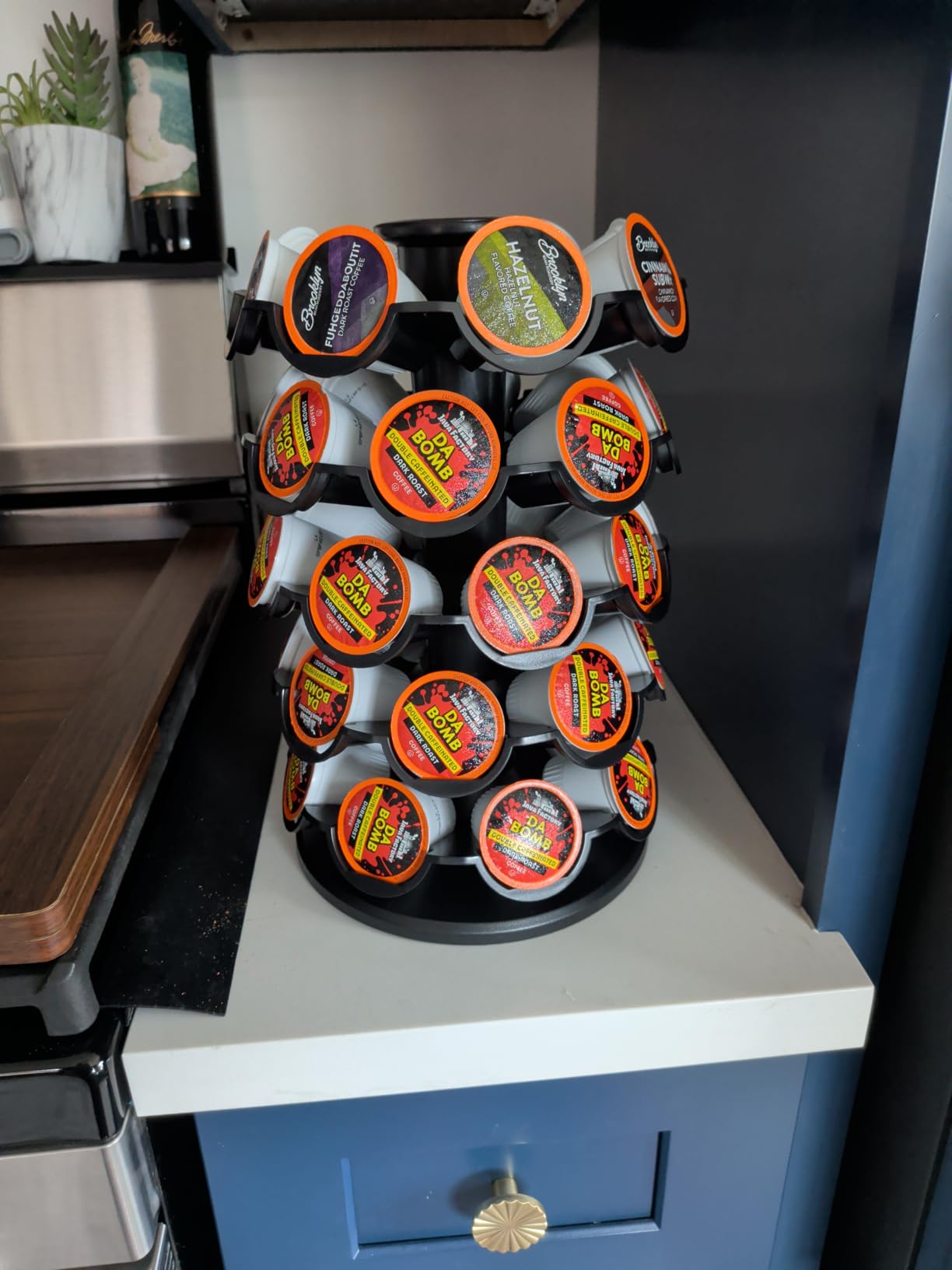 EVERIE Coffee Pod Carousel Organizer for Countertop, Holds 40 Single-Serve Coffee Pods, Smooth 360° Rotating Holder, Space-Saving Coffee Station Storage, Compact 8