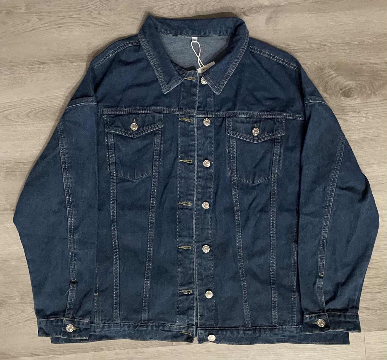 Omoone Oversized Denim Jacket Women Mid Long Casual Jean Coat | Blue Jean Jackets for Women Trendy with Pockets, Button Down, Relaxed Fall Coat 2026 customer photo 1