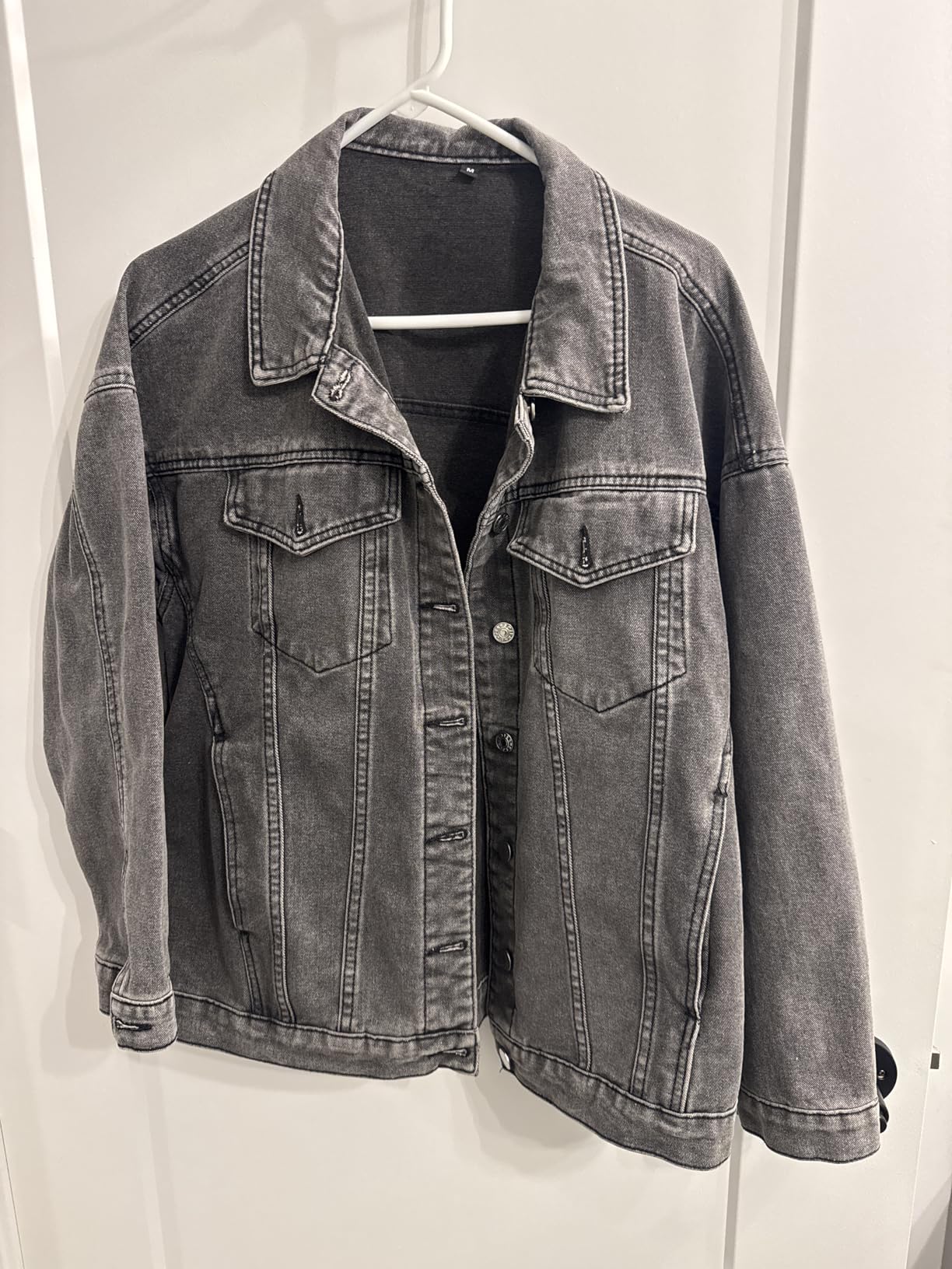 Omoone Oversized Denim Jacket Women Mid Long Casual Jean Coat | Blue Jean Jackets for Women Trendy with Pockets, Button Down, Relaxed Fall Coat 2026 customer photo 2