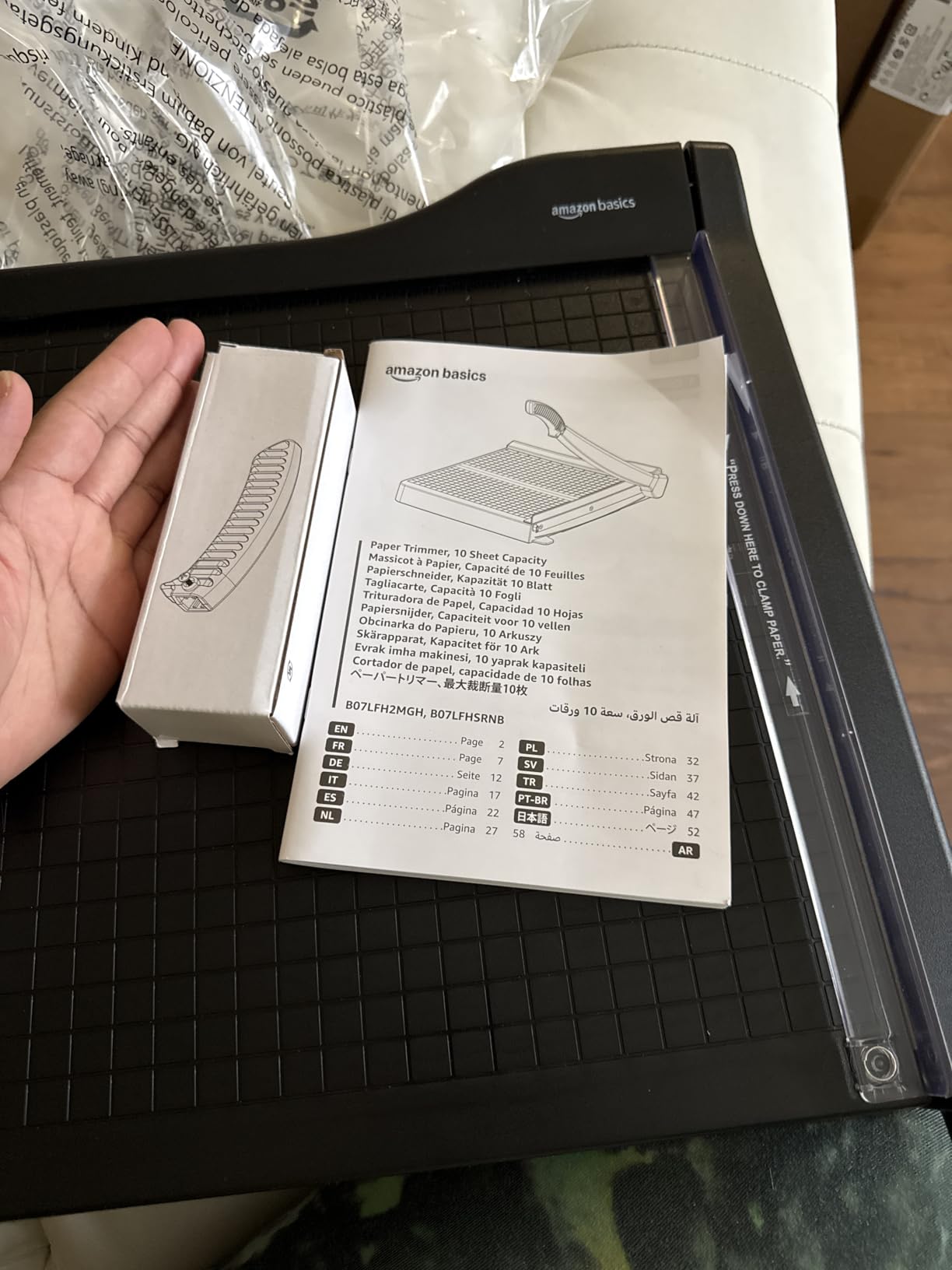 Amazon Basics Paper Trimmer Cutter for Office and Crafts, Heavy-Duty, Portable Guillotine Paper Cutter with Blade Lock, 12-Inch, 10-Sheet Cardstock, Photos customer photo 1