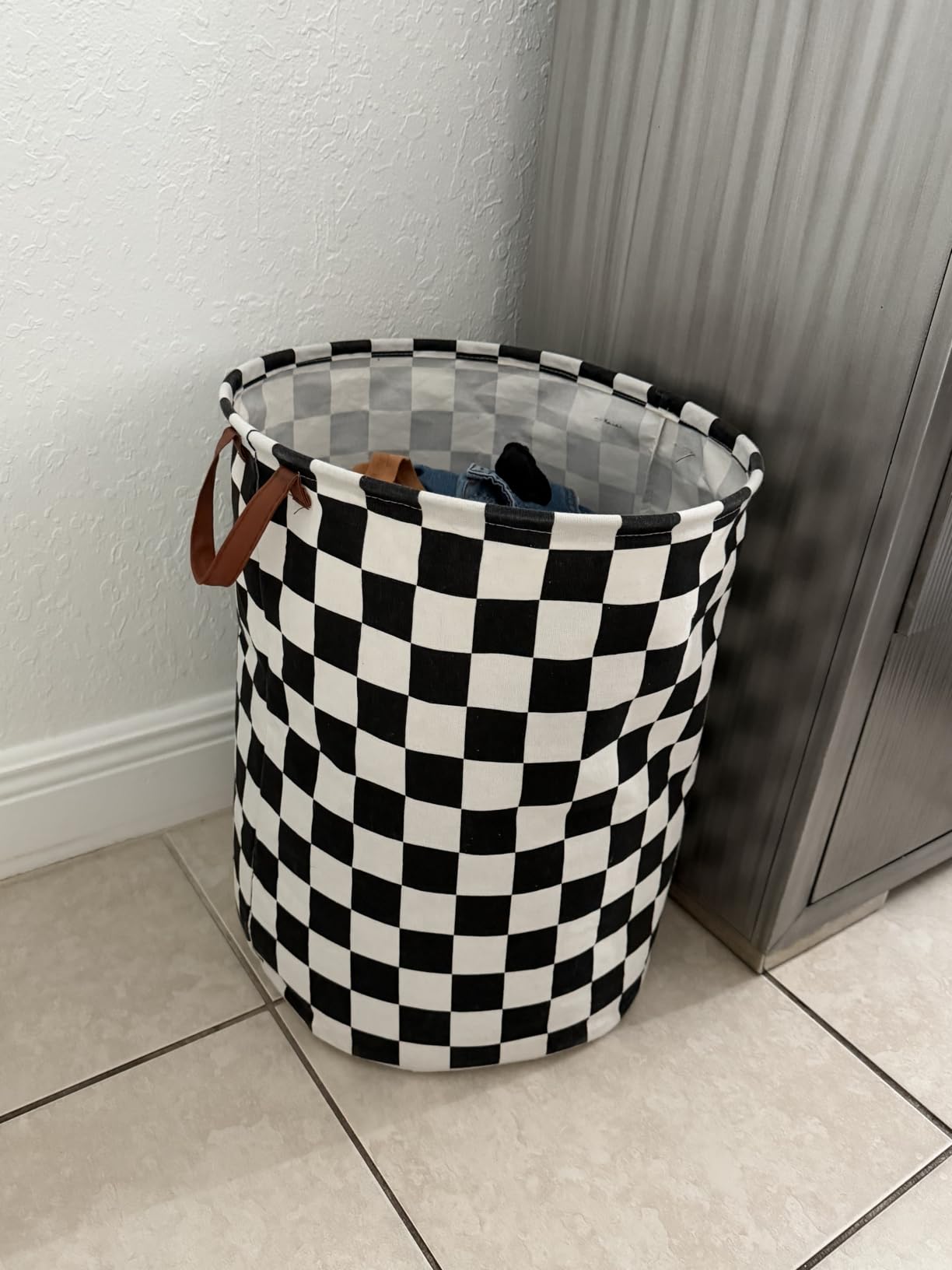 Round Laundry Basket Collapsible Boys Nursery Car Hamper Racing Flag customer photo 1