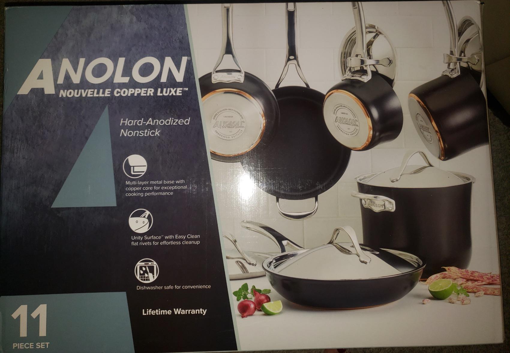 Anolon 83852 Nouvelle Copper Hard Anodized Nonstick Cookware Set / Pots and Pans Set - 11 Piece, Brown customer photo 1