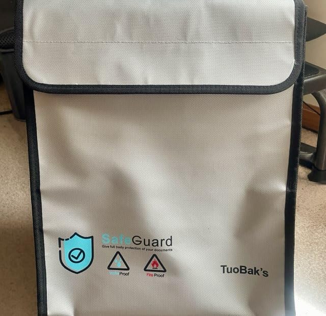 TuoBak's Fireproof Waterproof Document Bag with Zipper,Heat Insulated Upgraded Fireproof Document Bag 15.8”x 12.6”×2.5” for Important Document Storage Organizer for Valuables, Legal Documents Safe customer photo 2