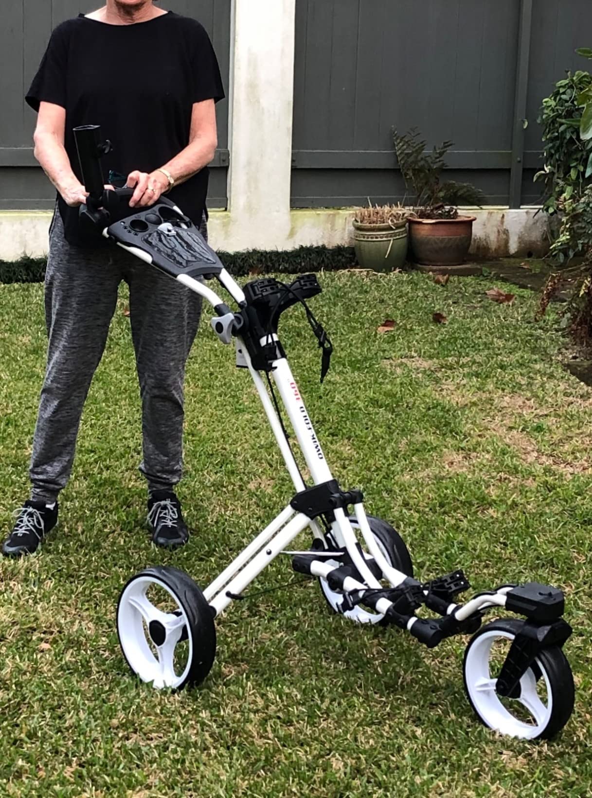 Qwik-Fold 3-Wheel Golf Push Cart - 360° Swivel Wheel | 1-Second Fold Design customer photo 1