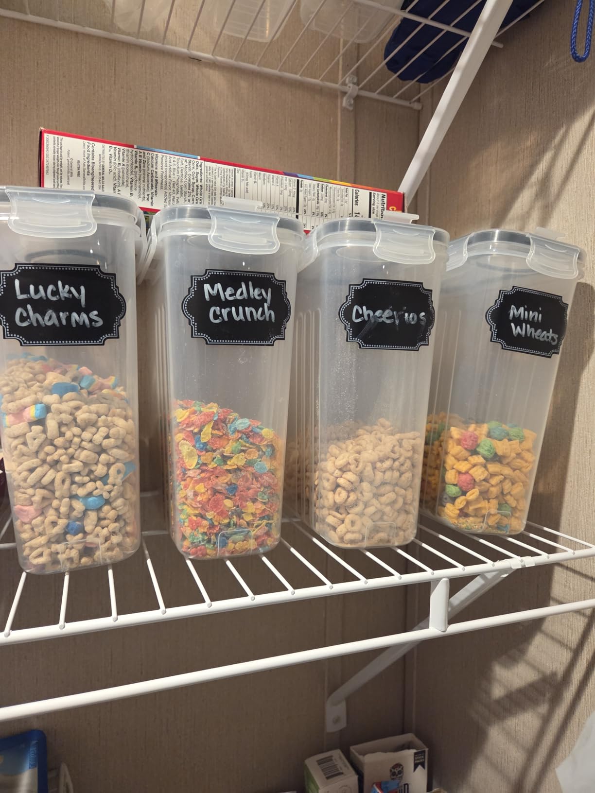 Wildone Cereal Storage Containers Set, Large BPA Free Plastic Airtight Food Storage Containers 4L for Flour, Sugar, 6 Piece Set Cereal Dispensers with 20 Labels & Marker, Black customer photo 2