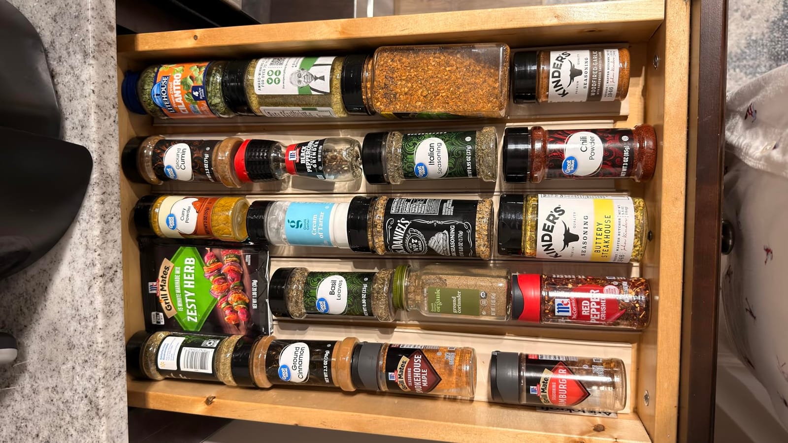 YouCopia SpiceLiner Spice Rack Drawer Organizer (Universal Fit 10’ Roll),Gray customer photo 2