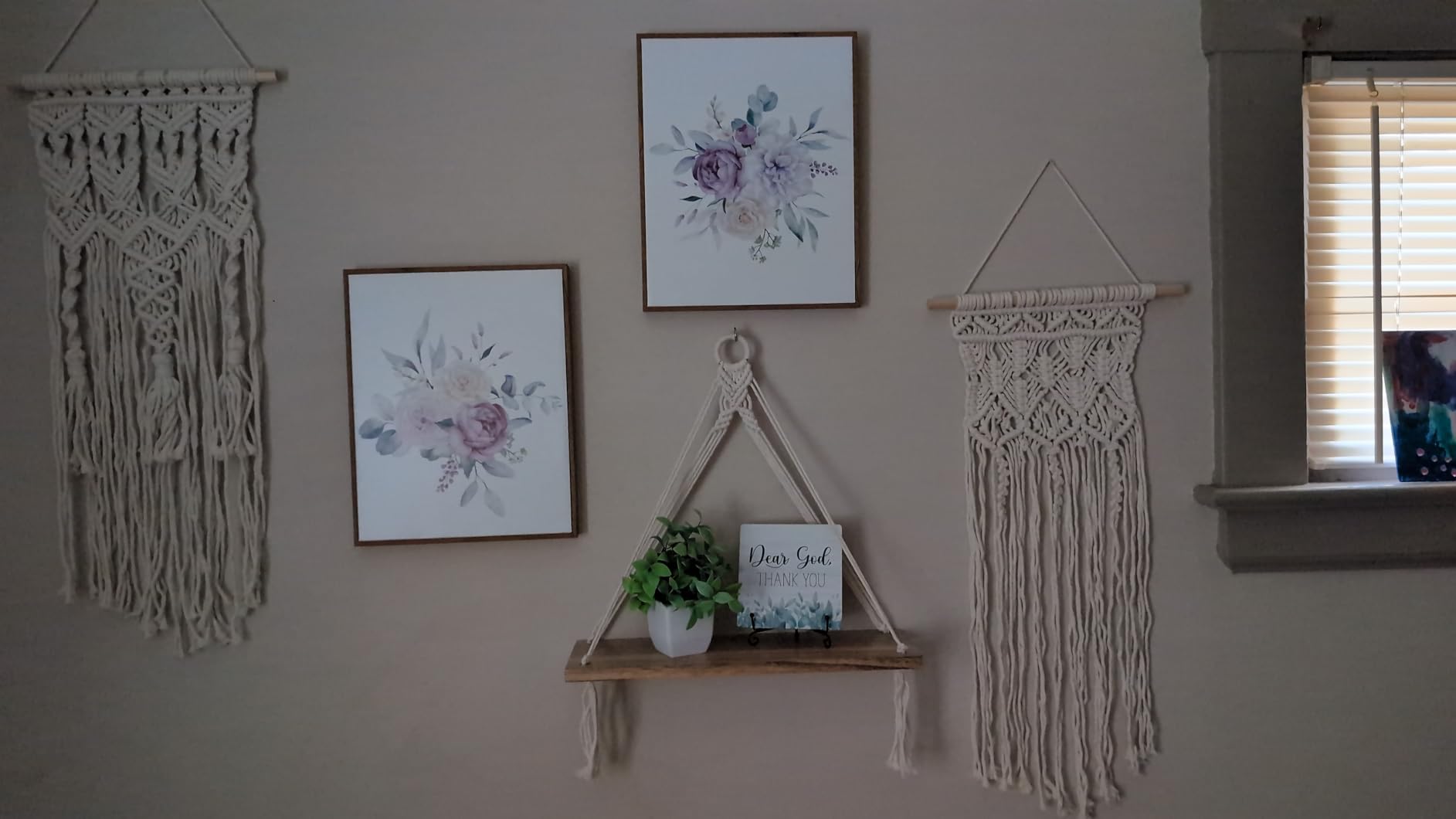Mkono 2 Pcs Macrame Wall Hanging, Boho Woven Chic Tapestry Decor, Ivory customer photo 2