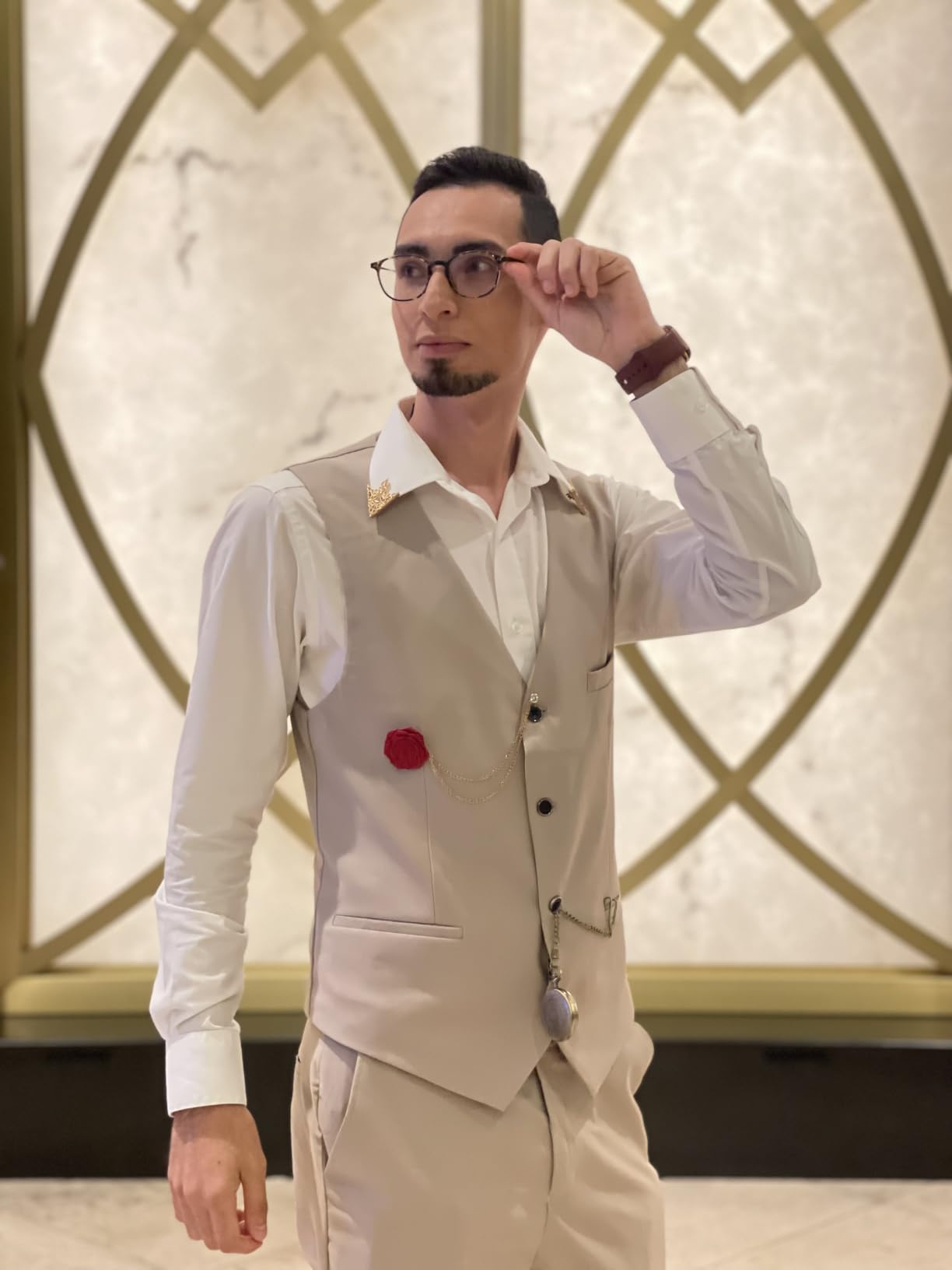 MY'S Men's 3 Piece Suit Set with Tie, One Button Slim Fit Solid Jacket Vest Pants, Prom Party Wedding Business Suits for Men customer photo 2