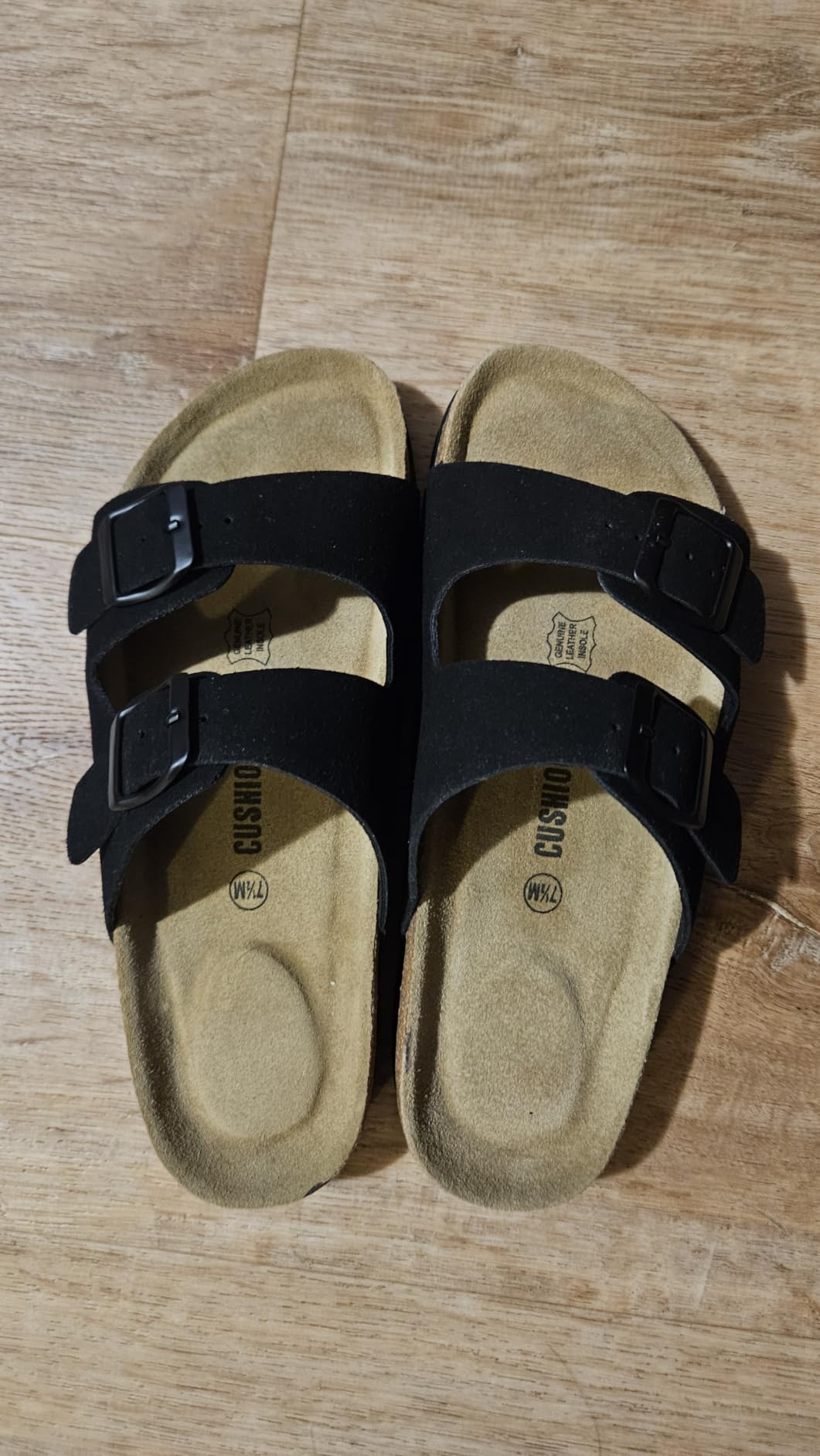 CUSHIONAIRE Lane Cork Footbed Womens Sandals Comfortable Double Buckle Slip On Sandals for Women with Arch Support and Classic Two Strap Design customer photo 1