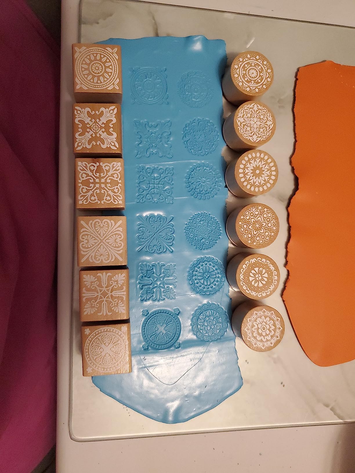 12Pcs Rubber Stamps Round and Square Decorative Wooden Stamps Set, Wood Stamps for Crafting, Letters, Scrapbooking and DIY Craft Card customer photo 1