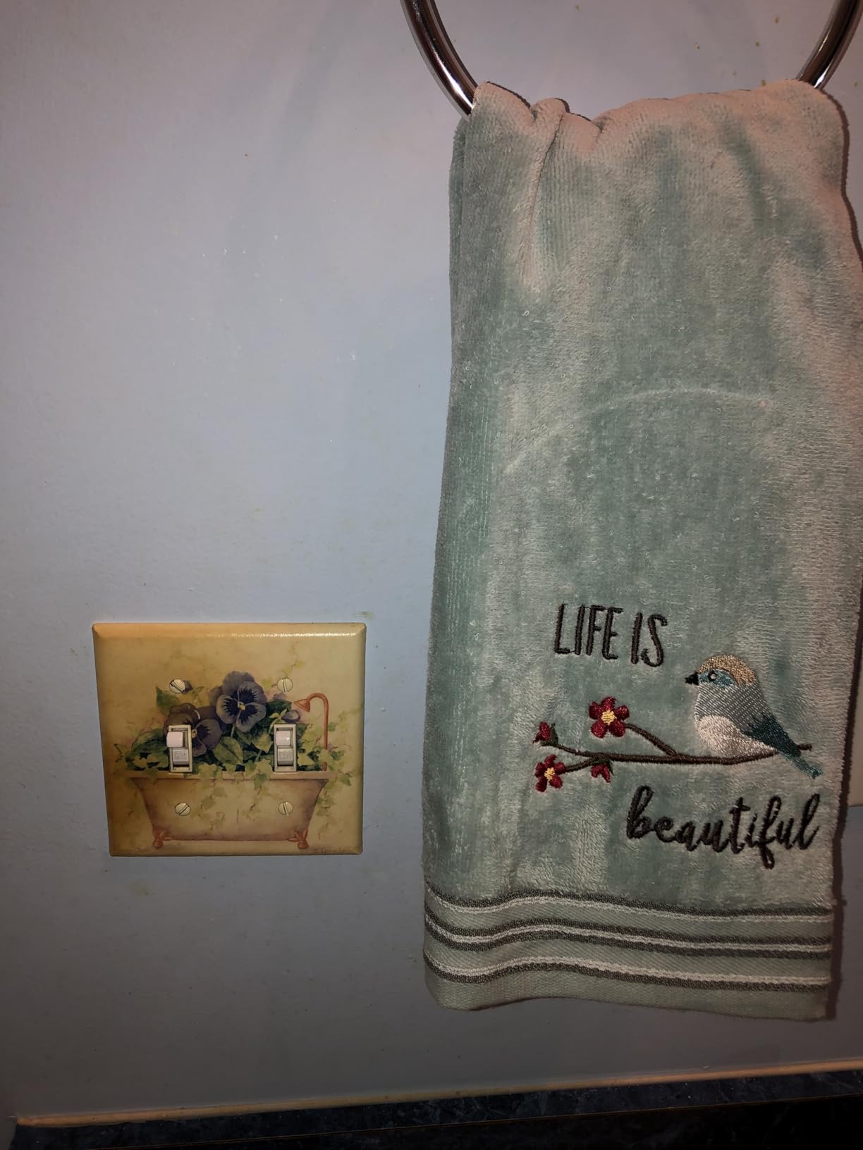 SKL Home Life is Beautiful Hand Towel Set-2pc, Embroidered, Aqua customer photo 1