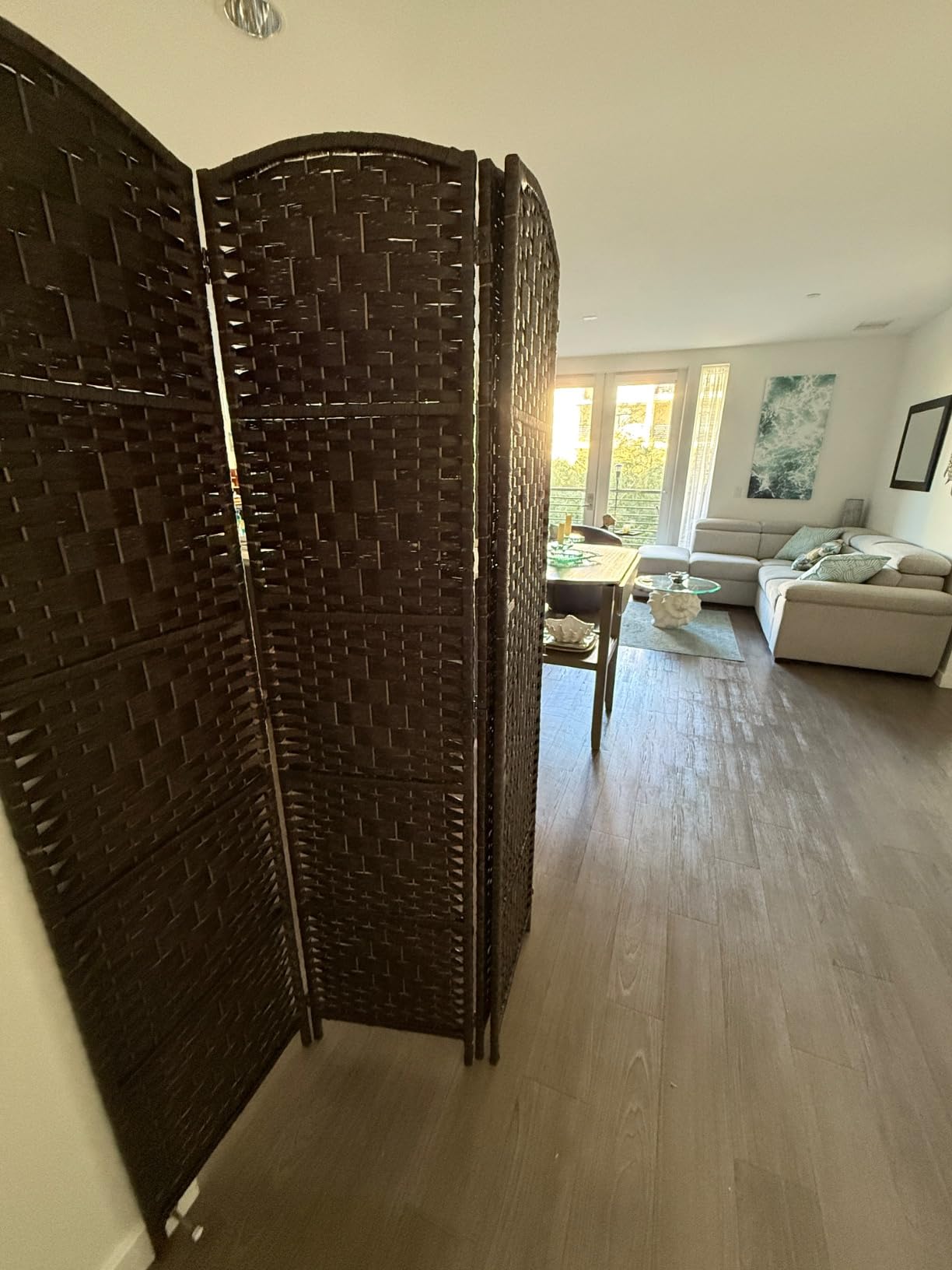 RHF Room Divider Panel, 4 Panel Partition Room Dividers Screen, Dark Mocha | 16in Privacy Screen Panel, 6ft Tall Temporary Wall Divider, Room Separation, Foldable Partition, Room Dividers, Space Separator customer photo 2
