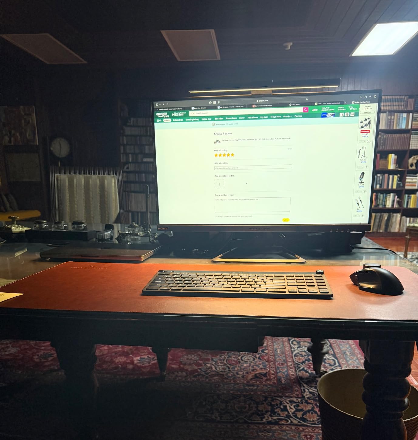 Gallaway Leather Desk Mat, Office Writing Desk Pad, Large 36