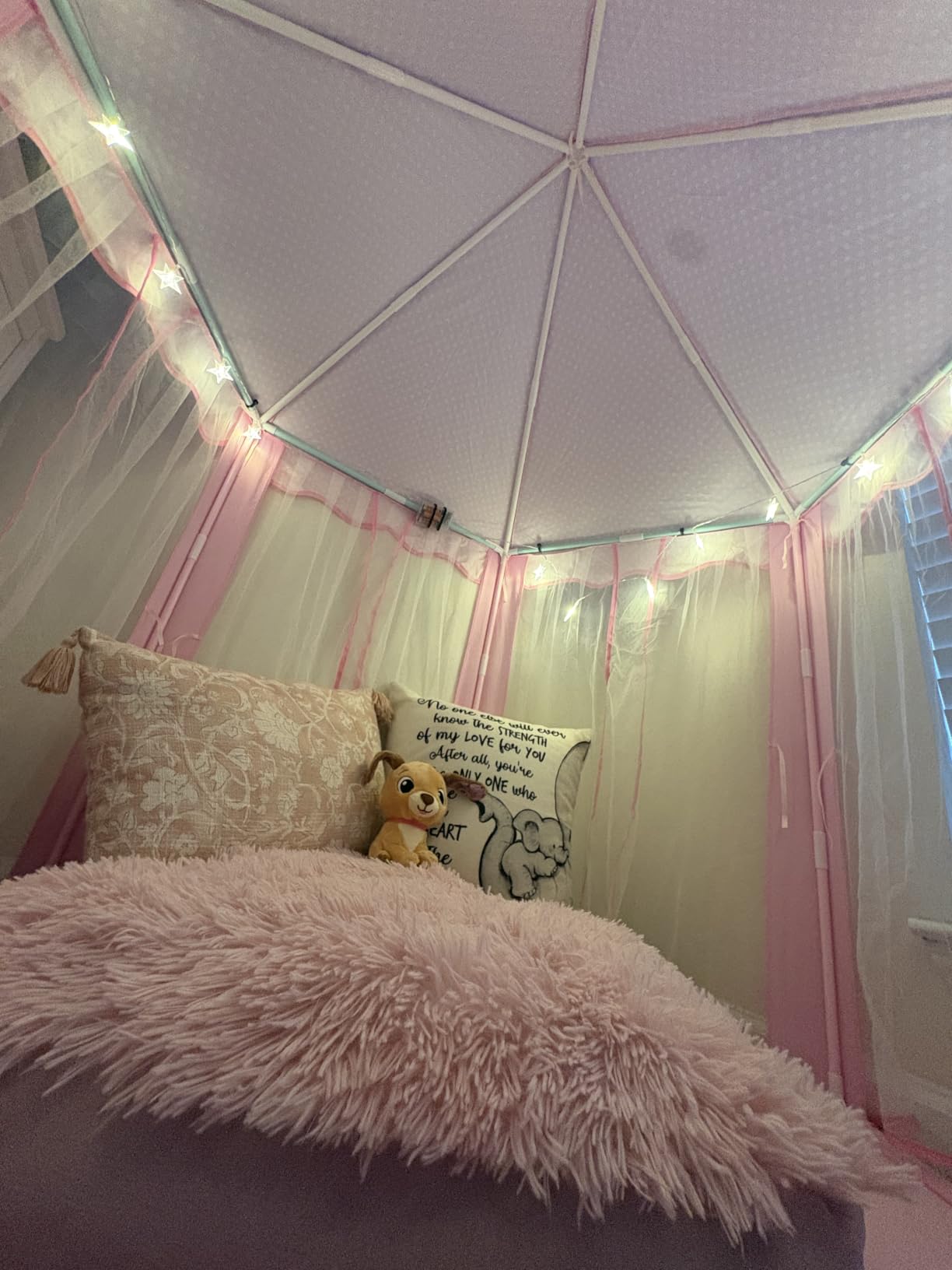 Sumbababy Princess Castle Tent for Girls Fairy Play Tents for Kids Hexagon Playhouse with Fairy Star Lights Toys for Children or Toddlers Indoor or Outdoor Games (Pink) customer photo 1