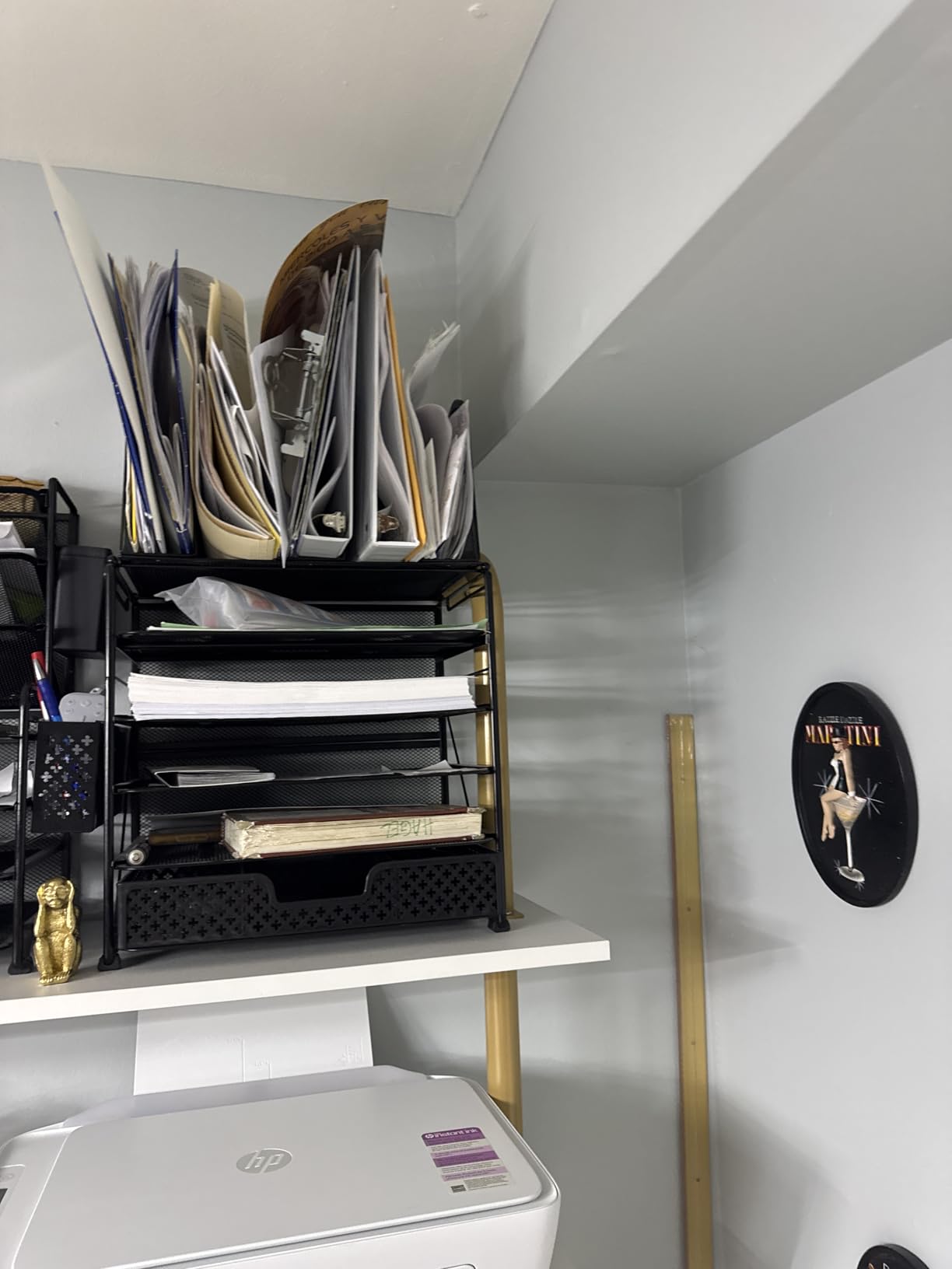 Simple Trending 7 Tier Desk File Organizer, Letter Tray Paper Organizer with Pen Holder and Metal Hanging Basket, Black customer photo 1