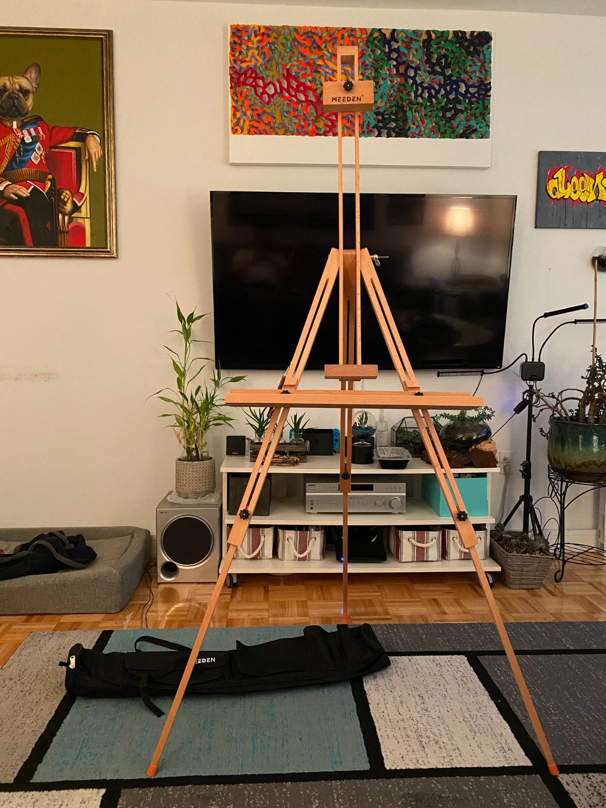MEEDEN Portable Tripod Easel for Painting: Solid Beech Wood Art Easel customer photo 2